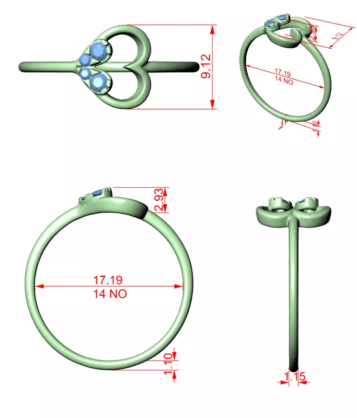 Round Diamond Heart Shape Engagement Ring 3DM STL Video 3D print model_12