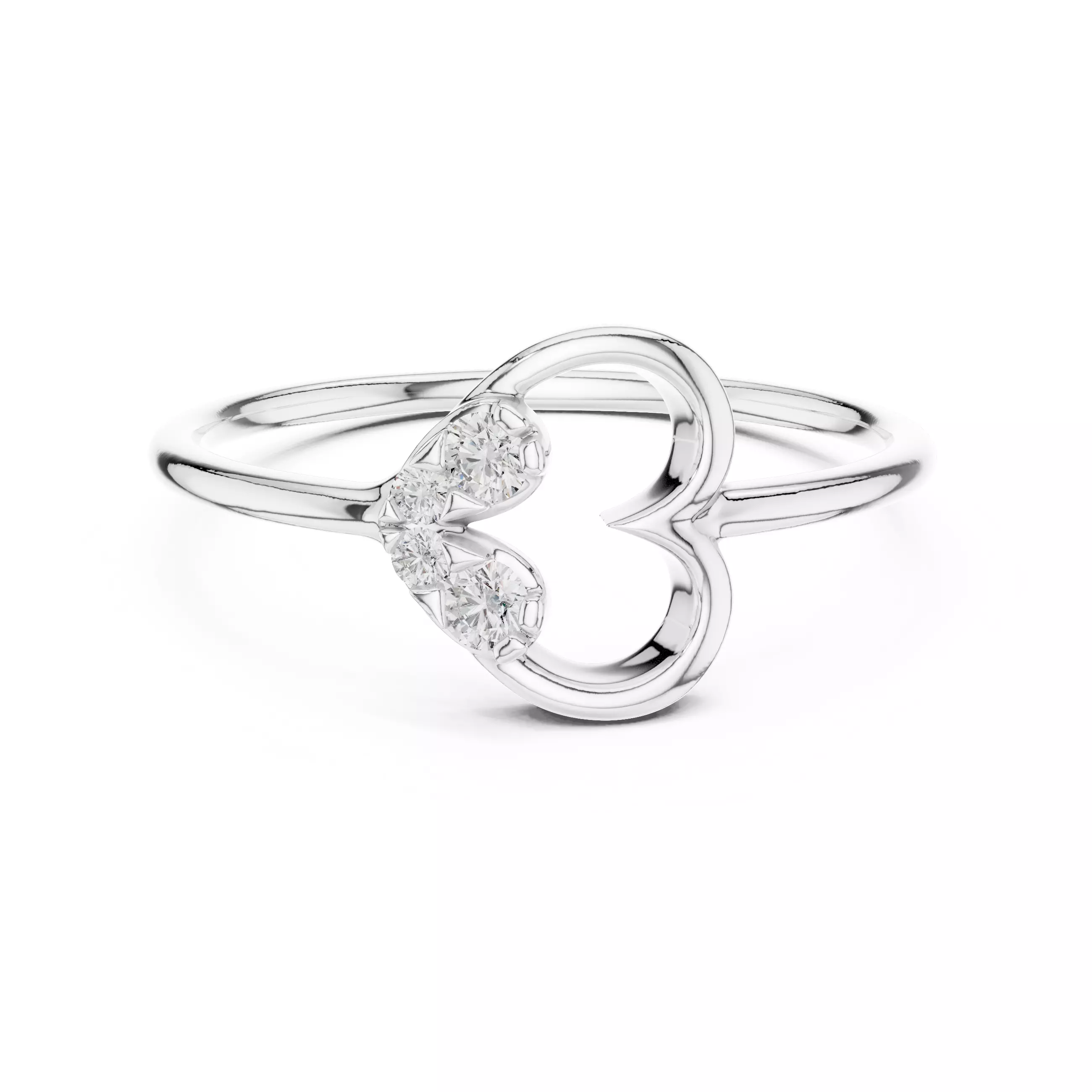 Round Diamond Heart Shape Engagement Ring 3DM STL Video 3D print model_2