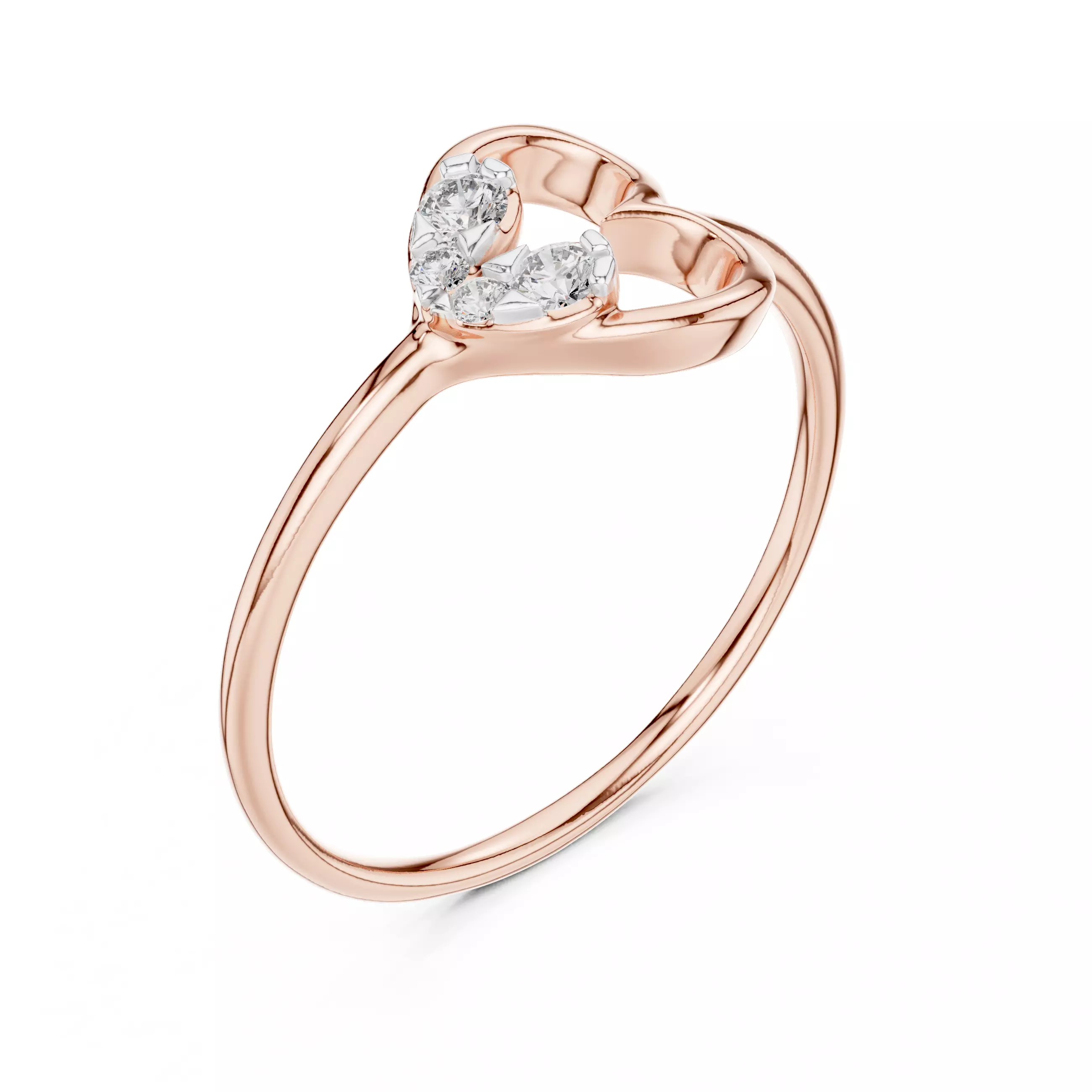 Round Diamond Heart Shape Engagement Ring 3DM STL Video 3D print model_4
