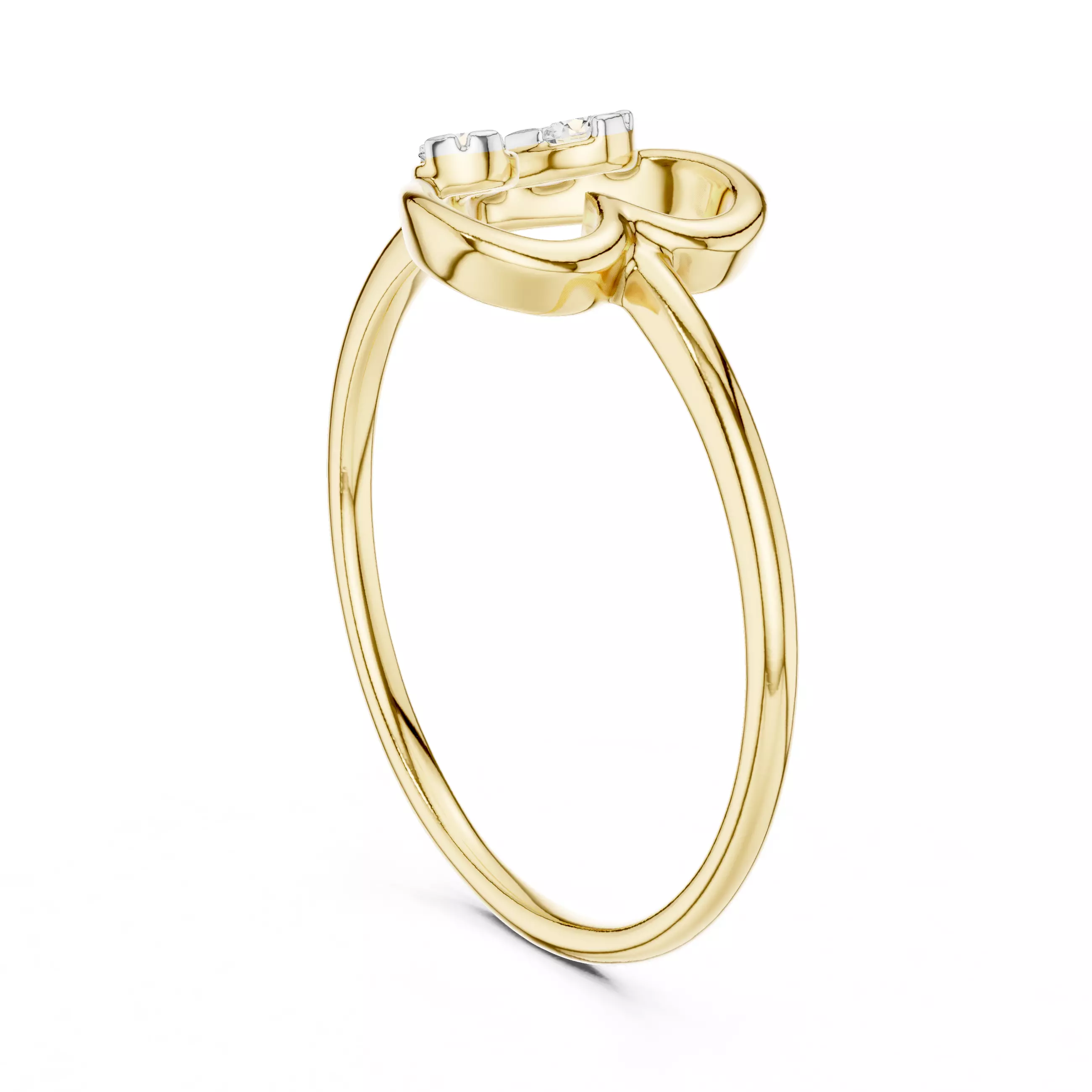 Round Diamond Heart Shape Engagement Ring 3DM STL Video 3D print model_6