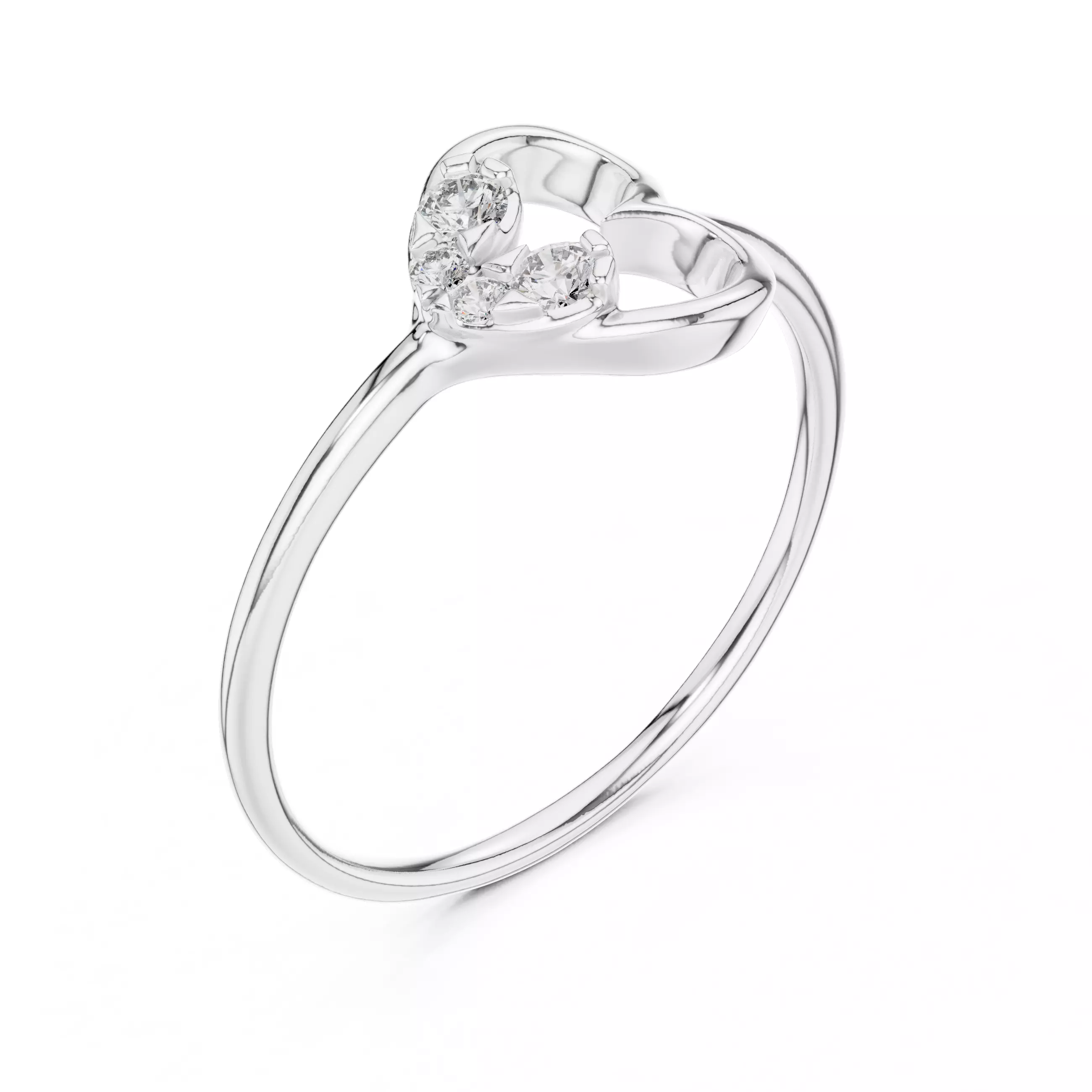 Round Diamond Heart Shape Engagement Ring 3DM STL Video 3D print model_10