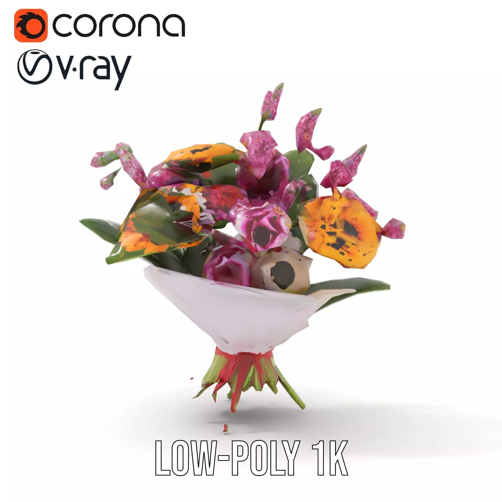 Vibrant Floral Bouquet model pack Low-poly 3D model_10