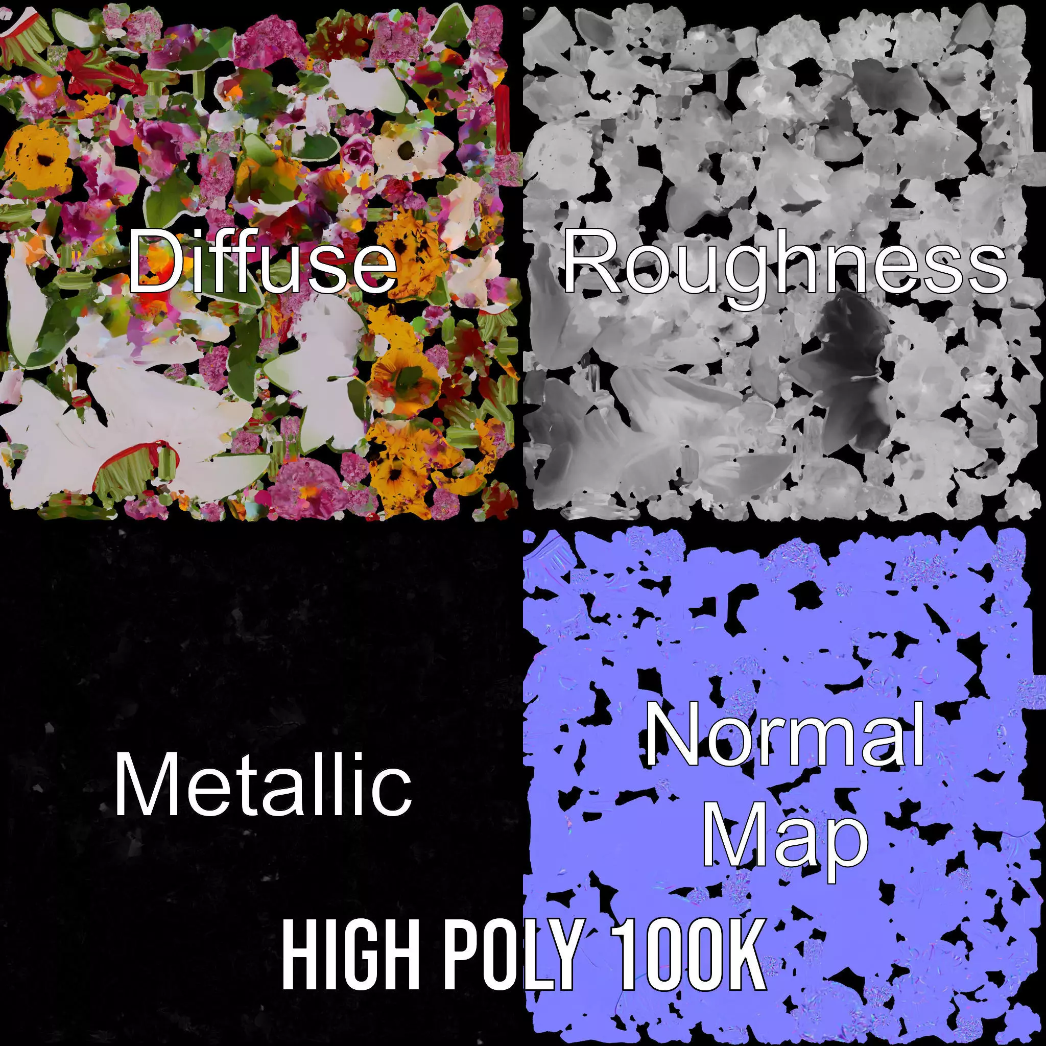 Vibrant Floral Bouquet model pack Low-poly 3D model_4