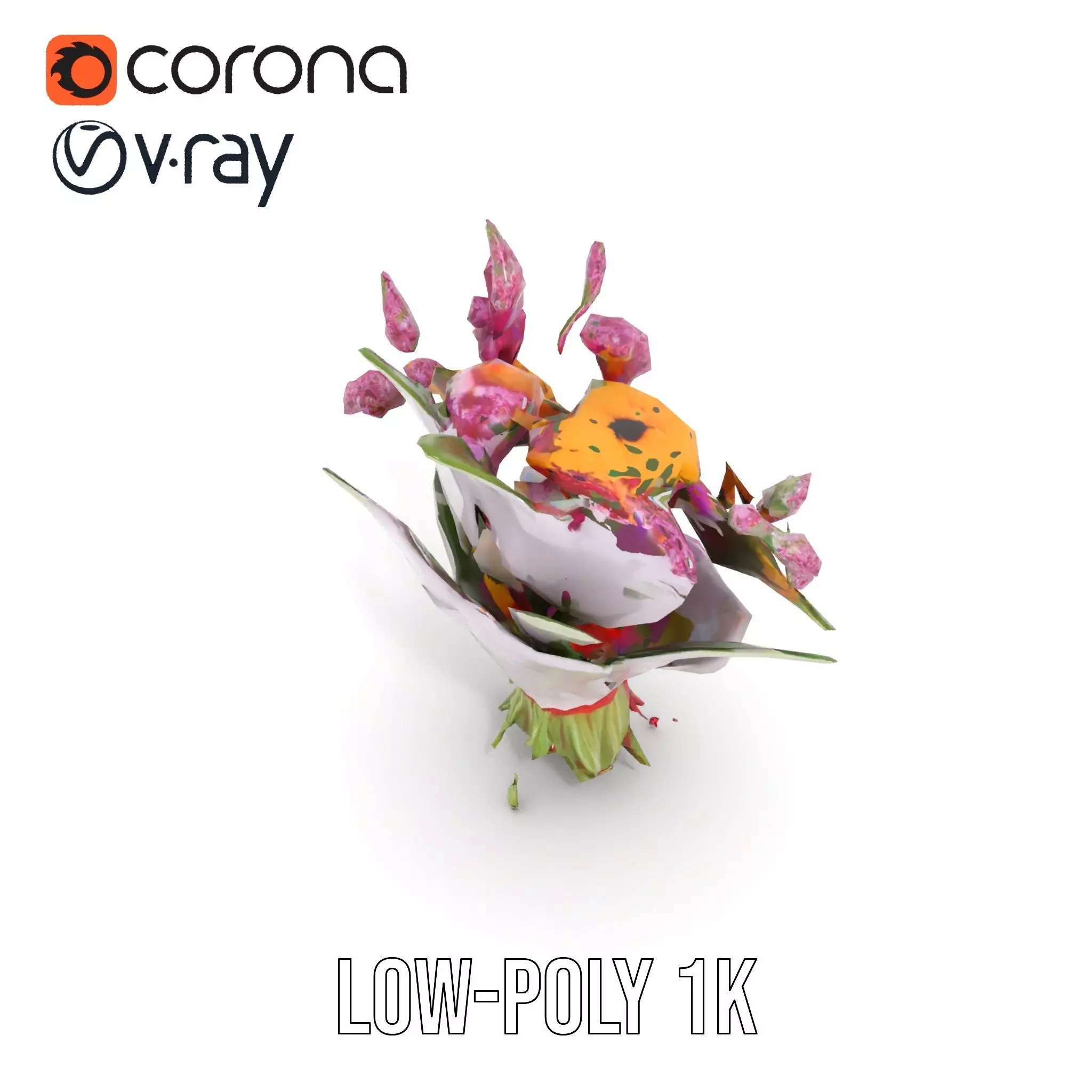 Vibrant Floral Bouquet model pack Low-poly 3D model_13