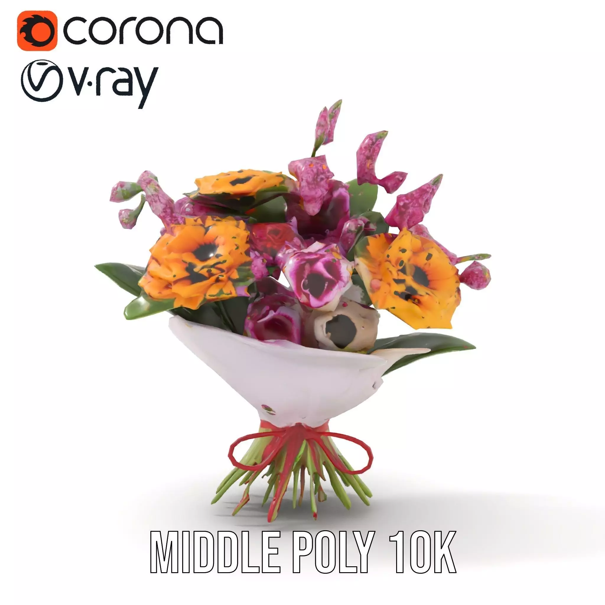 Vibrant Floral Bouquet model pack Low-poly 3D model_7