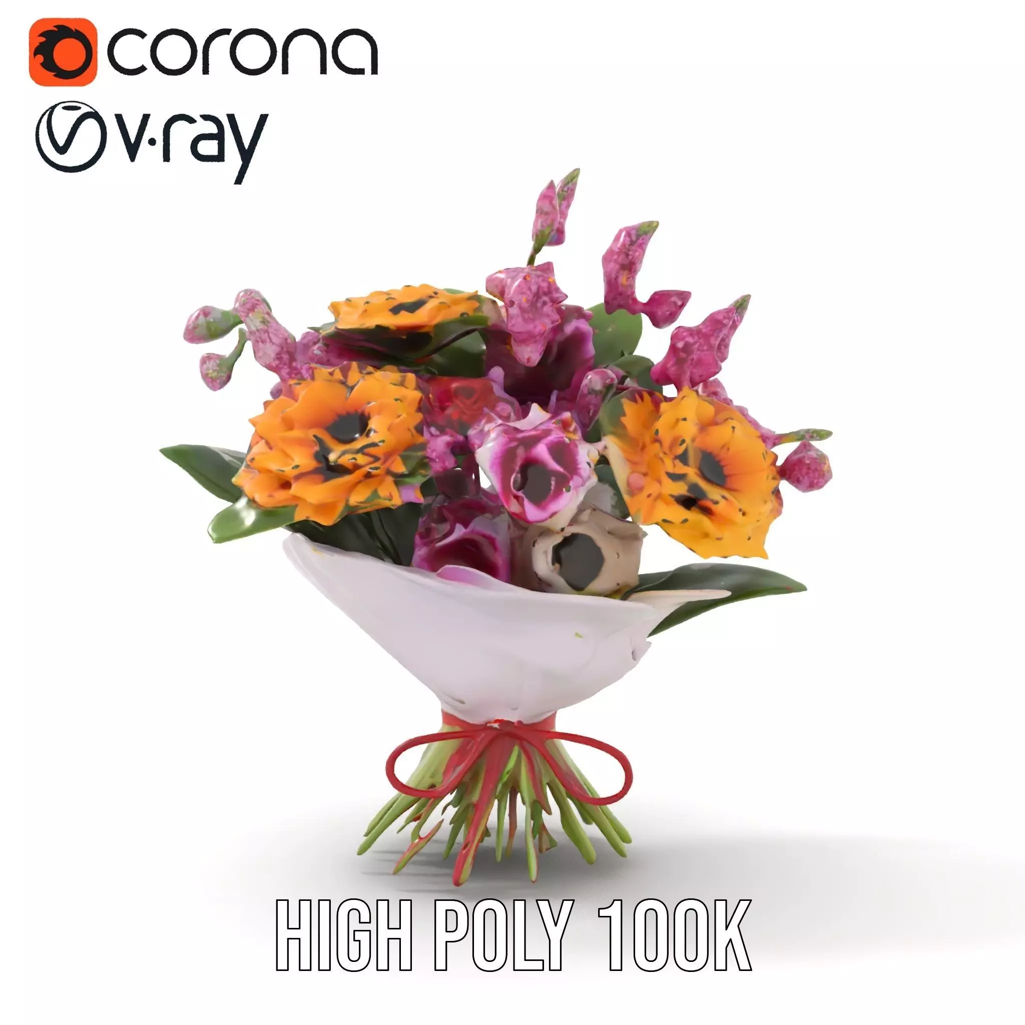 Vibrant Floral Bouquet model pack Low-poly 3D model_16