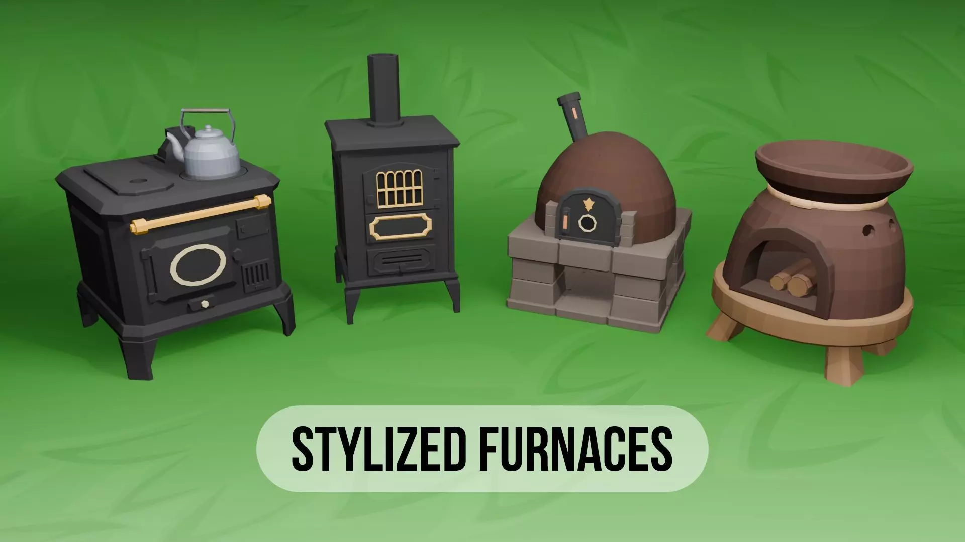 Stylized Low Poly Furnaces Pack Free low-poly 3D model