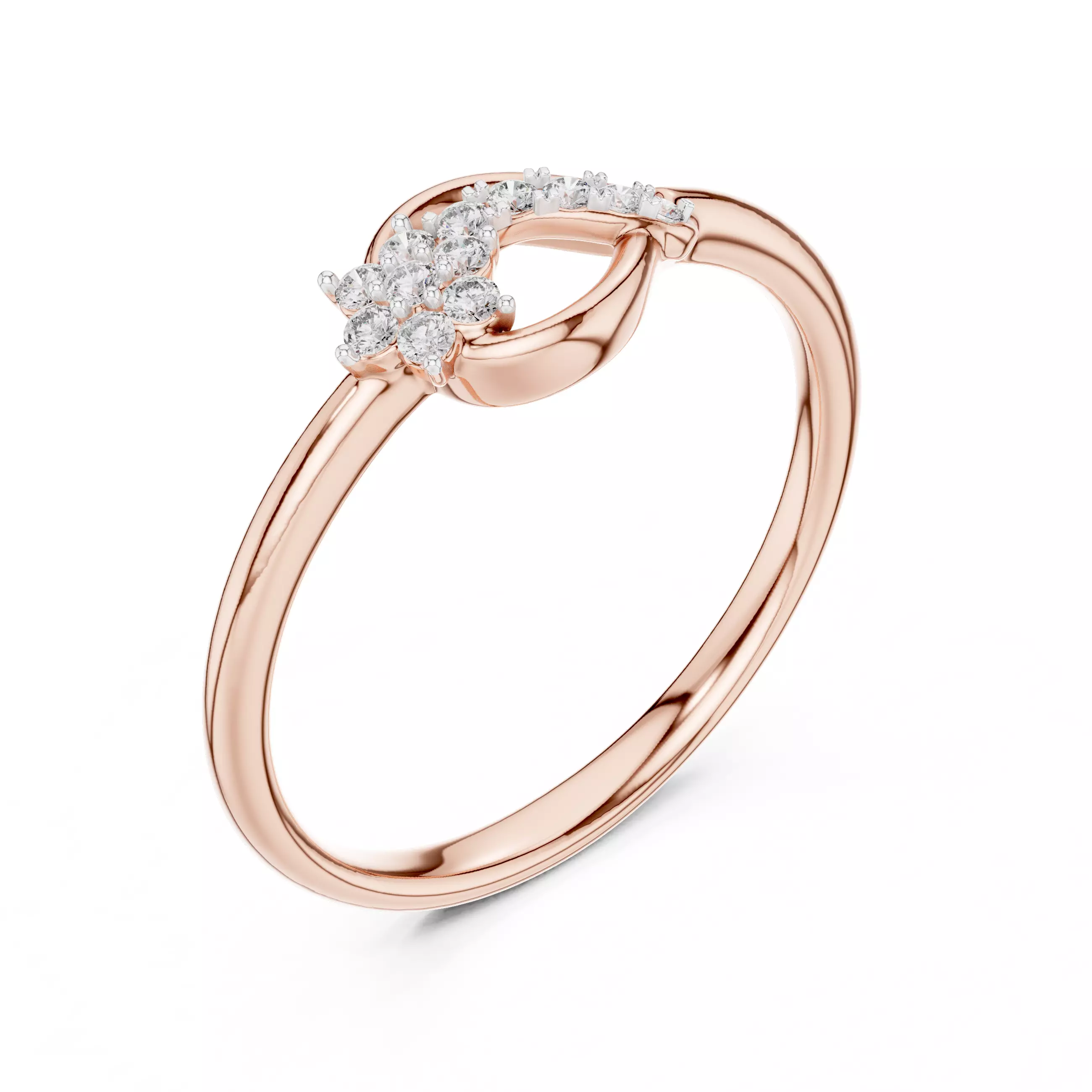 Round Cut Diamond Pear Shape Engagement Ring 3DM STL Video 3D print model_4