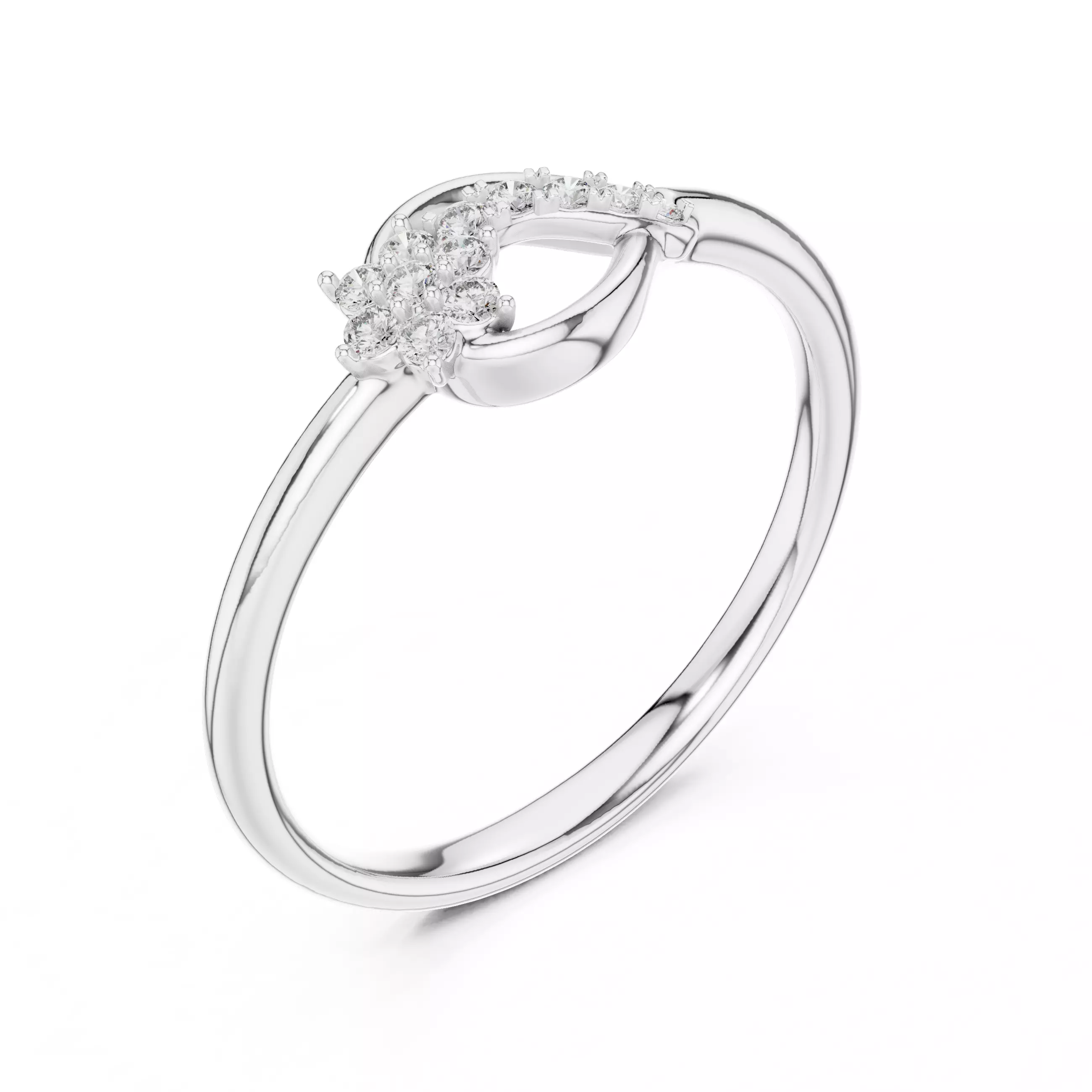 Round Cut Diamond Pear Shape Engagement Ring 3DM STL Video 3D print model_10