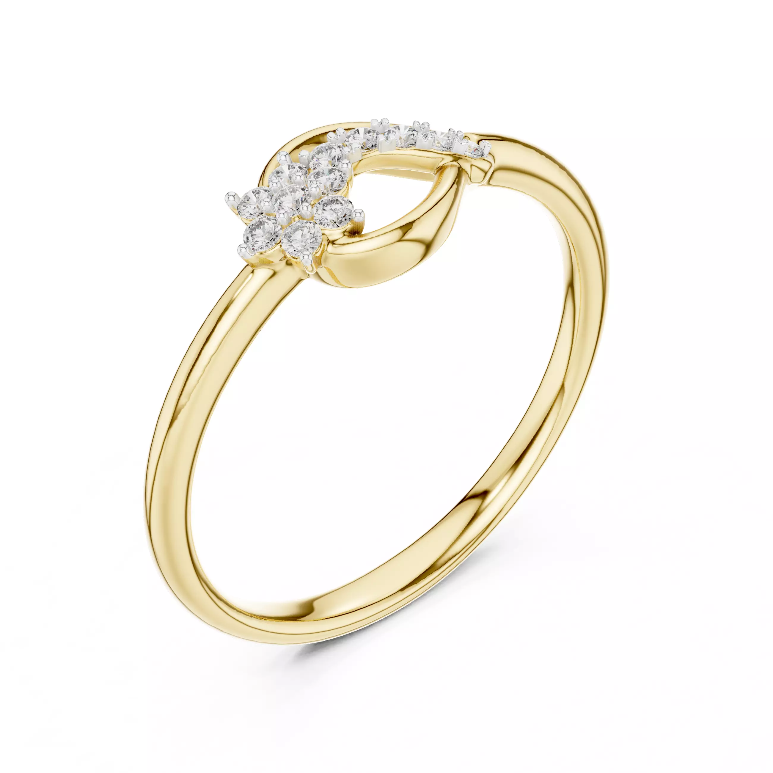 Round Cut Diamond Pear Shape Engagement Ring 3DM STL Video 3D print model_7