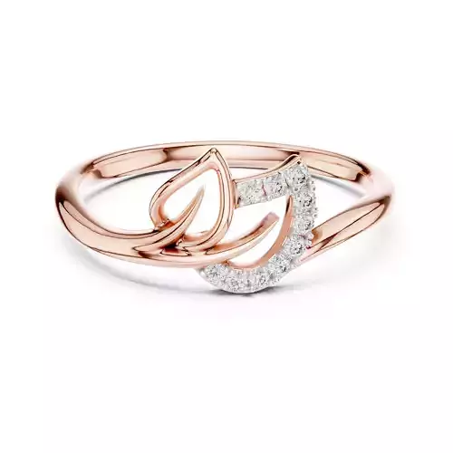 Round Cut Diamond Leaf Engagement Wedding Ring 3DM STL Video