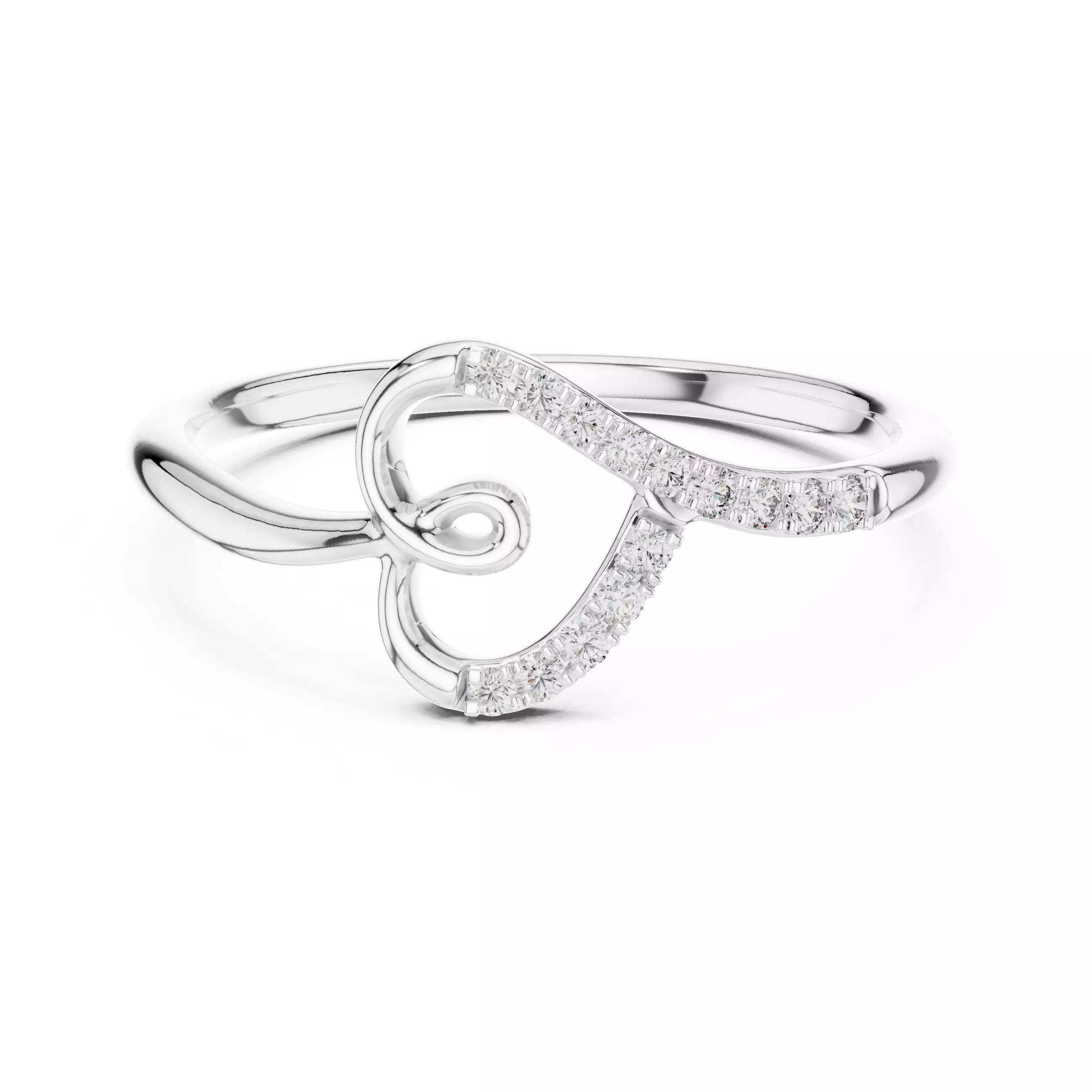 Round Diamond Heart Shape Engagement Ring 3DM STL Video 3D print model_2