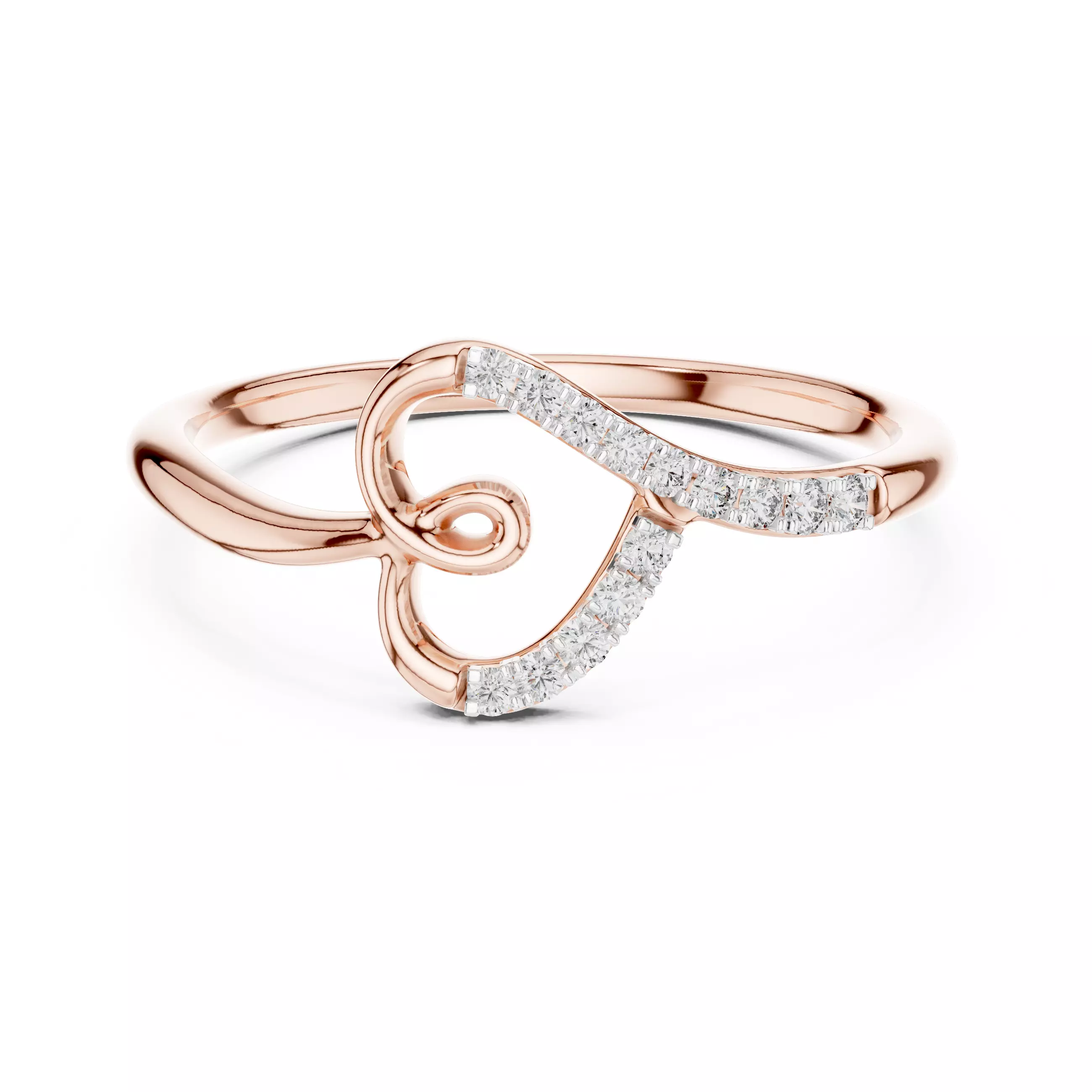 Round Diamond Heart Shape Engagement Ring 3DM STL Video 3D print model_0
