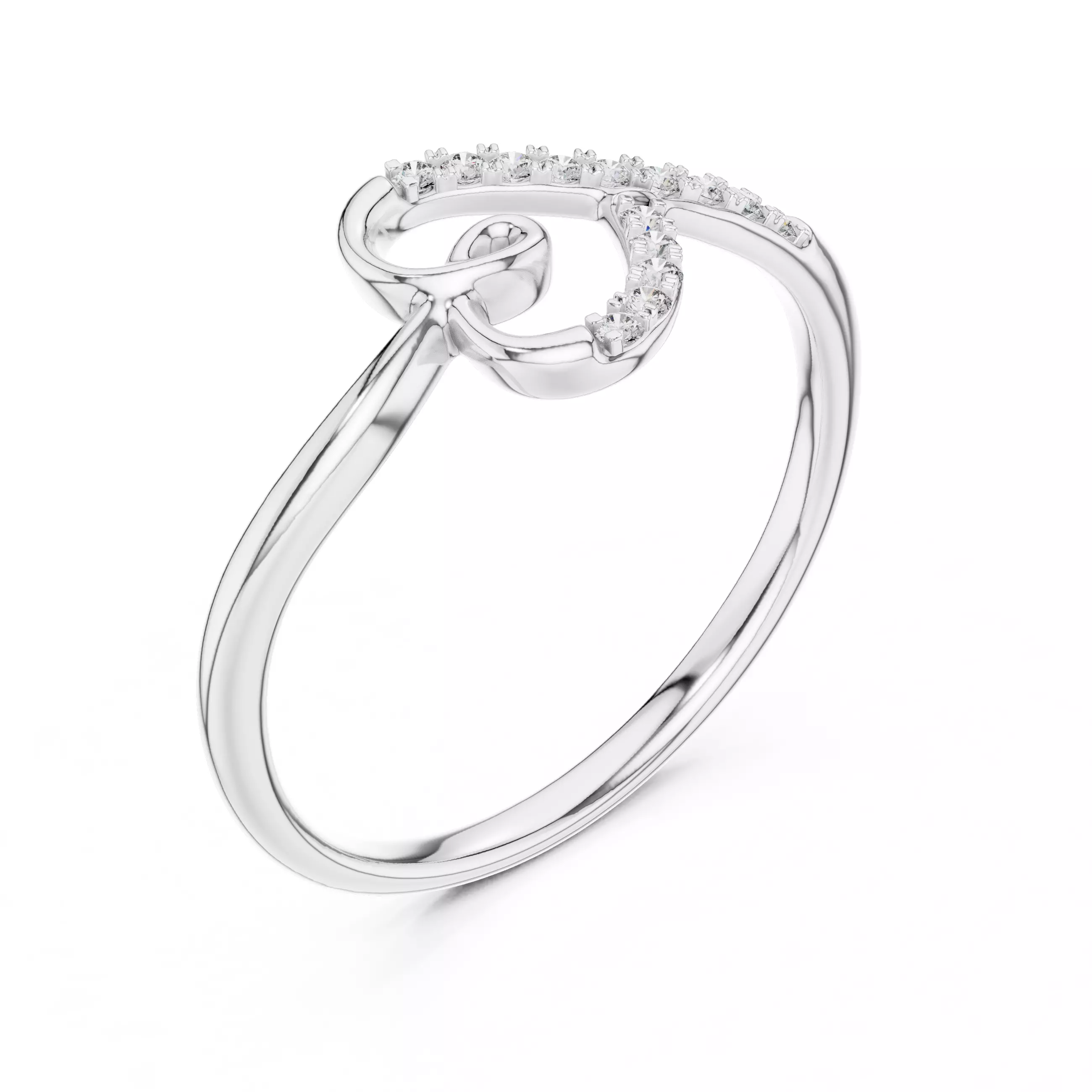 Round Diamond Heart Shape Engagement Ring 3DM STL Video 3D print model_10