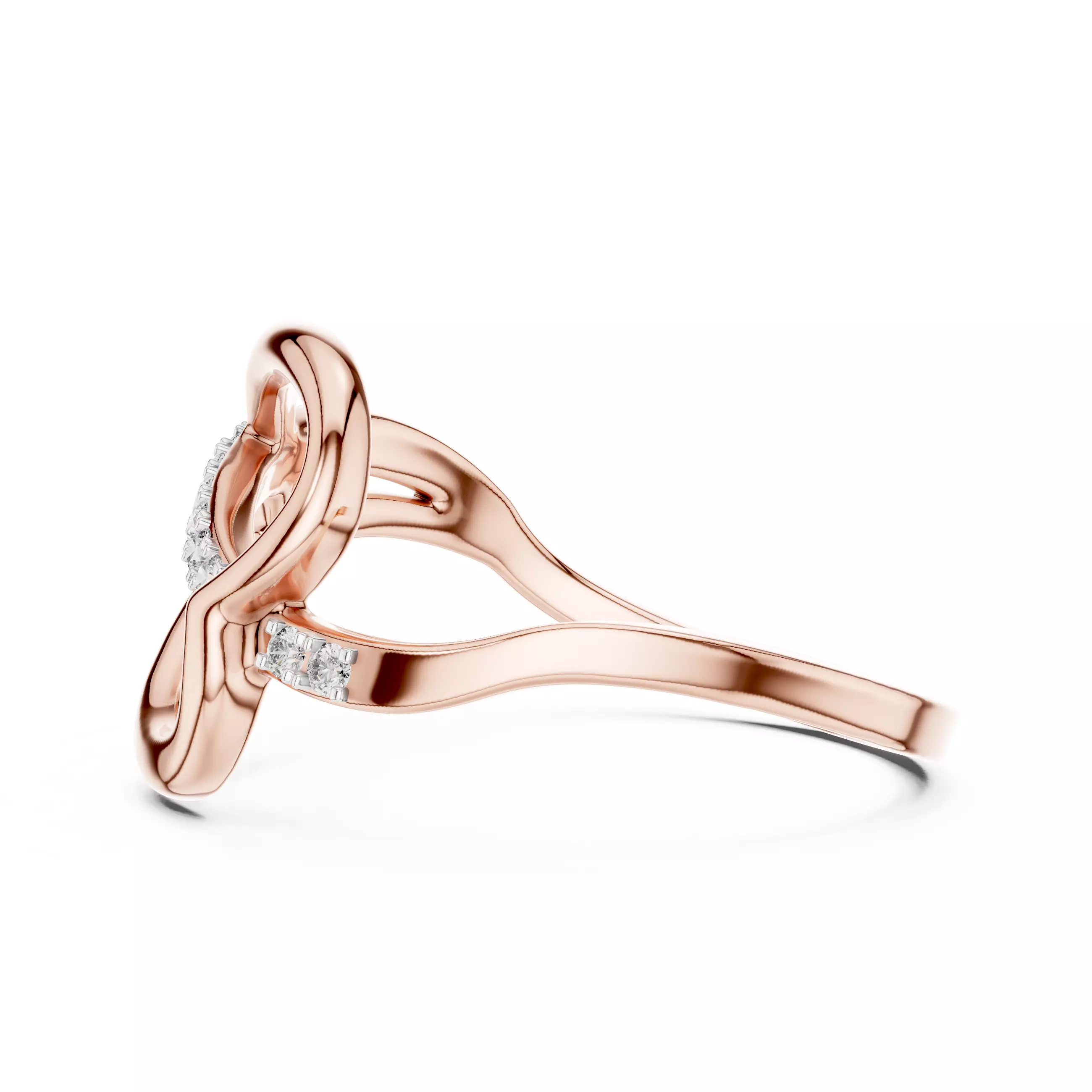 Round Cut Diamond Heart Shape Wedding Ring 3DM STL Video 3D print model_5