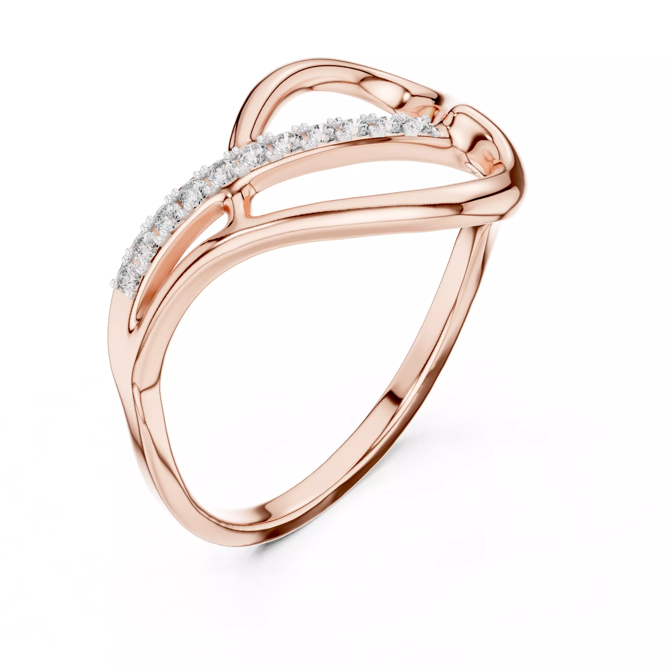 Round Cut Diamond Heart Shape Wedding Ring 3DM STL Video 3D print model_4