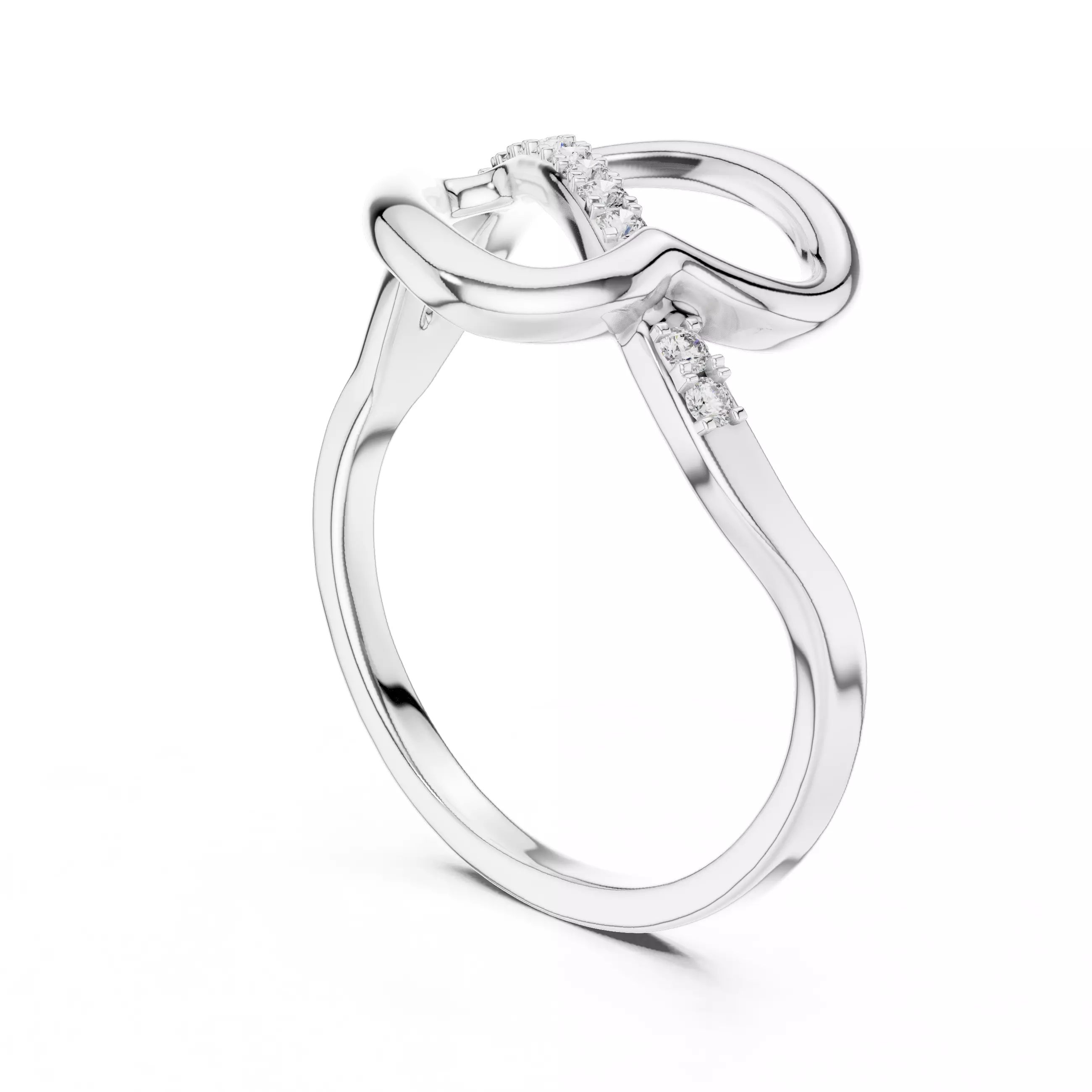 Round Cut Diamond Heart Shape Wedding Ring 3DM STL Video 3D print model_9