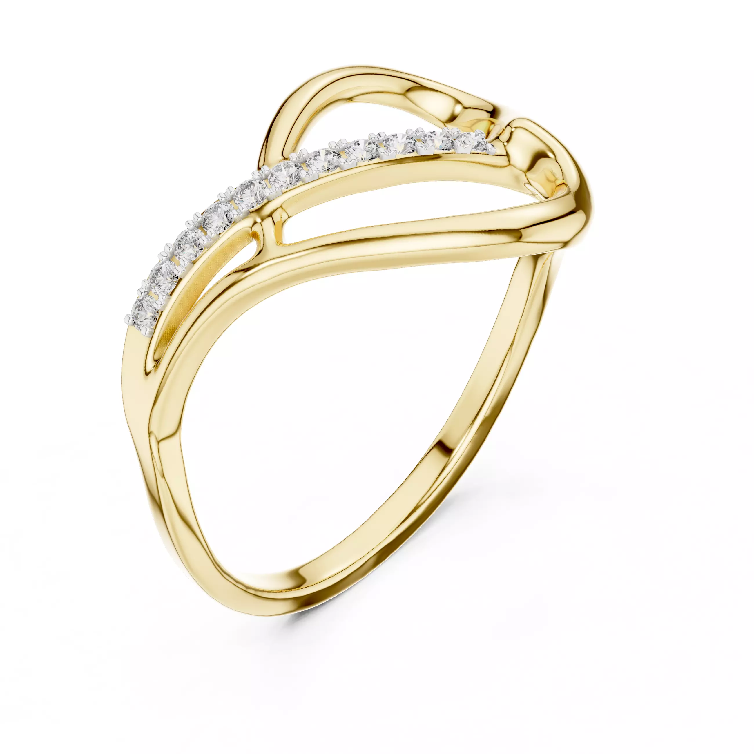 Round Cut Diamond Heart Shape Wedding Ring 3DM STL Video 3D print model_7