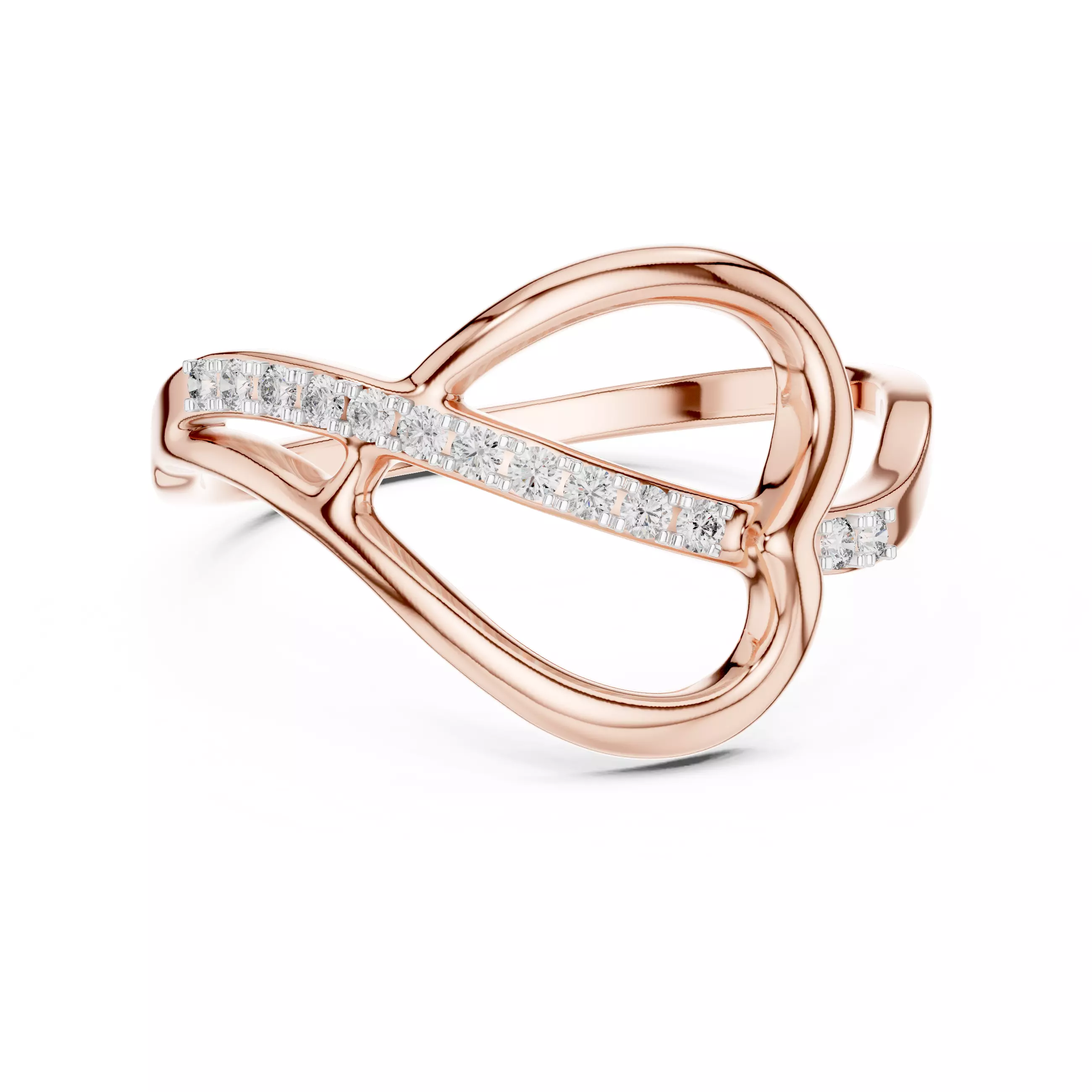 Round Cut Diamond Heart Shape Wedding Ring 3DM STL Video 3D print model_0