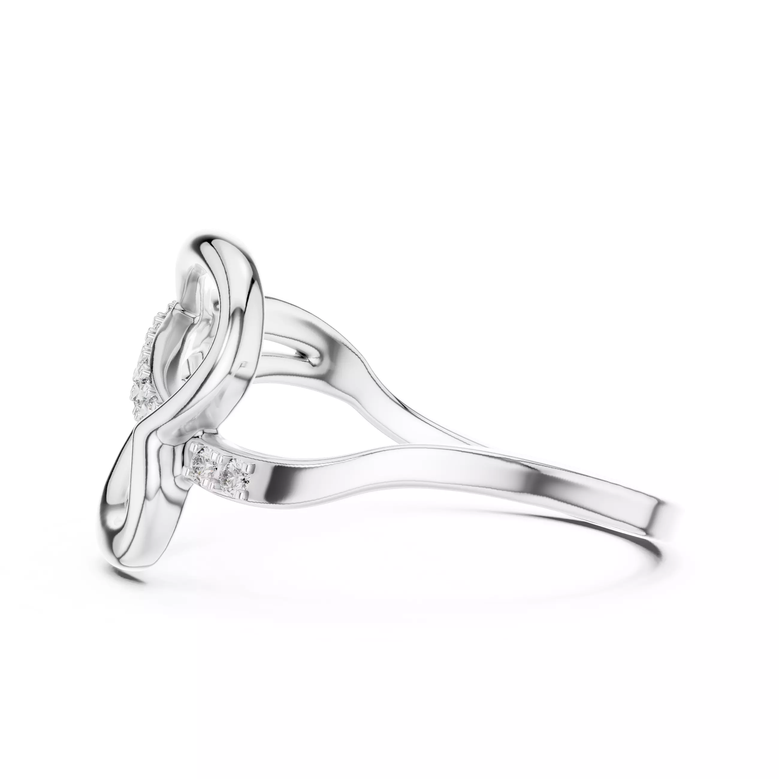 Round Cut Diamond Heart Shape Wedding Ring 3DM STL Video 3D print model_11