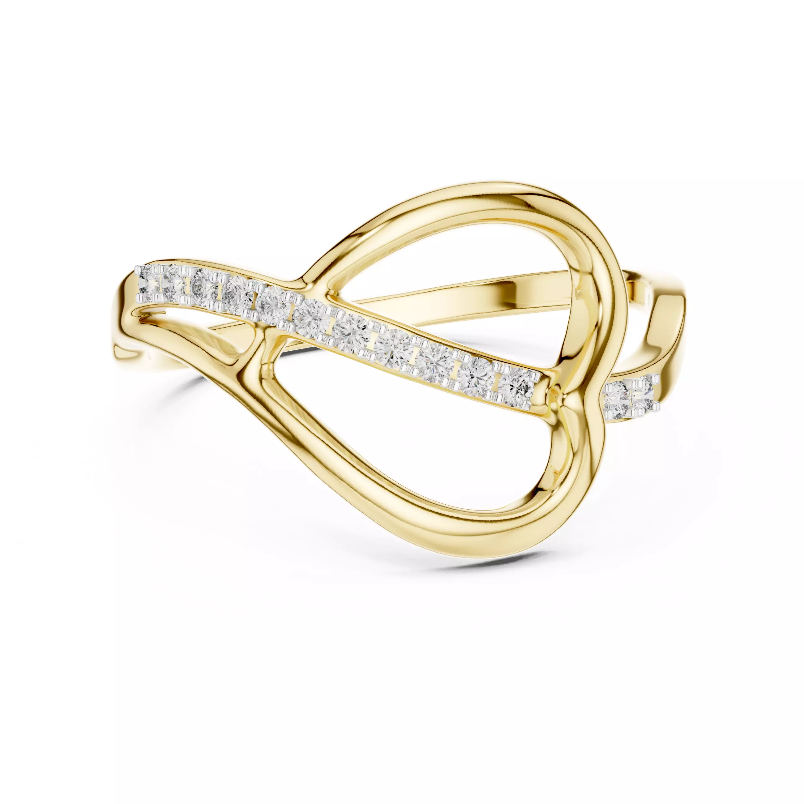 Round Cut Diamond Heart Shape Wedding Ring 3DM STL Video 3D print model_1