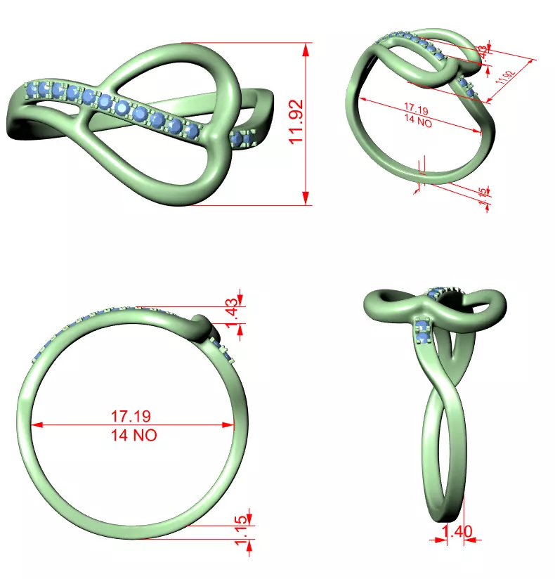Round Cut Diamond Heart Shape Wedding Ring 3DM STL Video 3D print model_12