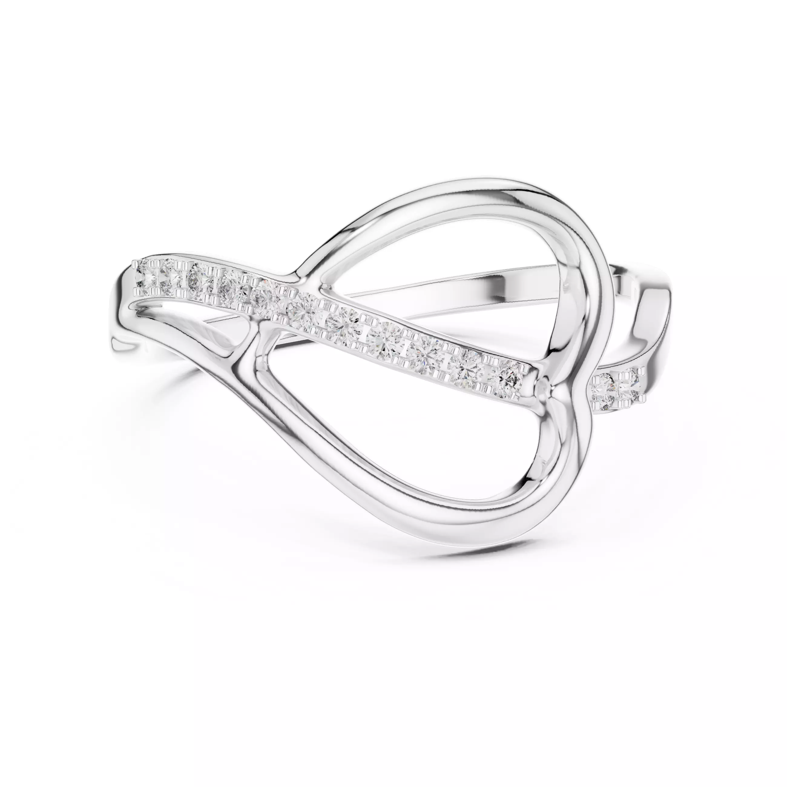 Round Cut Diamond Heart Shape Wedding Ring 3DM STL Video 3D print model_2