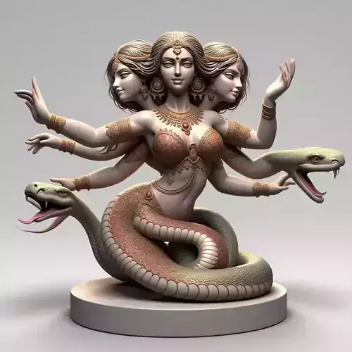 1986  Indian Serpent Woman Dancer on Pedestal