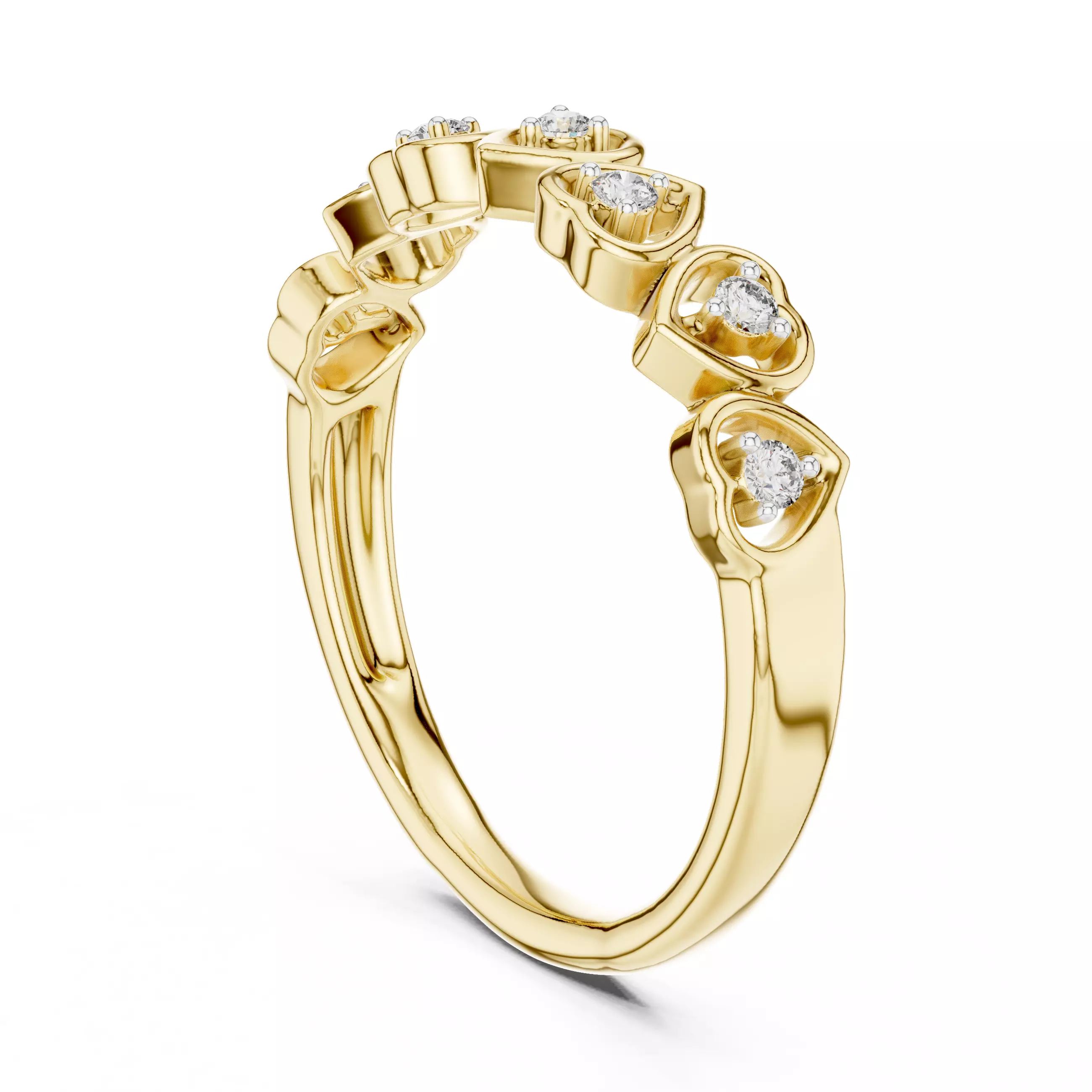 Round Cut Diamond Heart Shape Wedding Band 3DM STL Video 3D print model_6