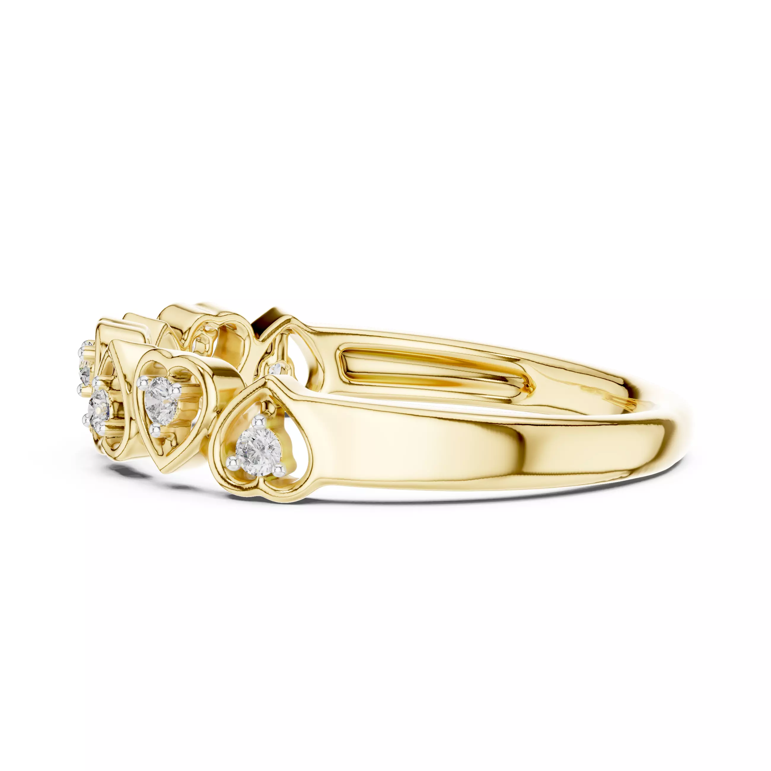 Round Cut Diamond Heart Shape Wedding Band 3DM STL Video 3D print model_8