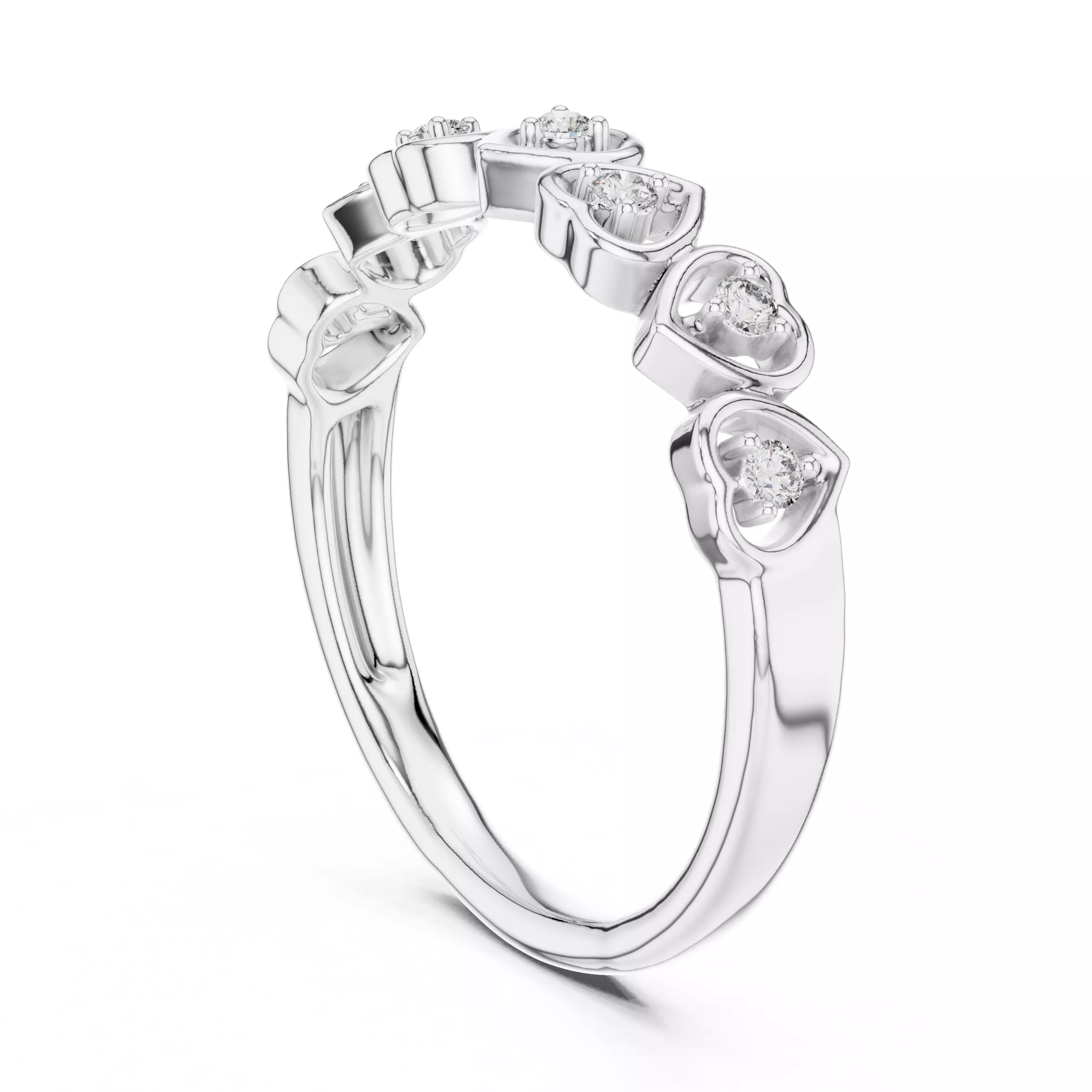 Round Cut Diamond Heart Shape Wedding Band 3DM STL Video 3D print model_9