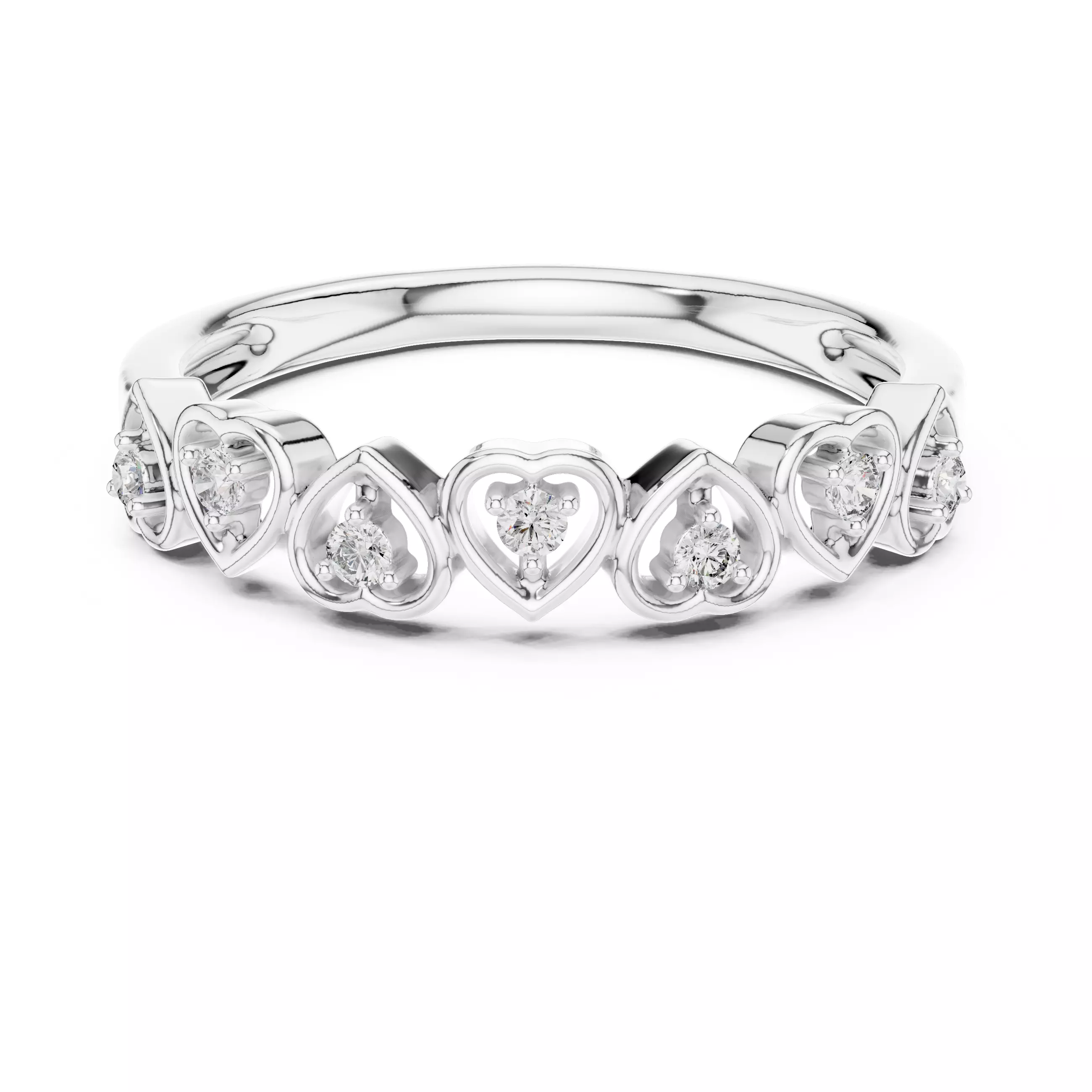 Round Cut Diamond Heart Shape Wedding Band 3DM STL Video 3D print model_2