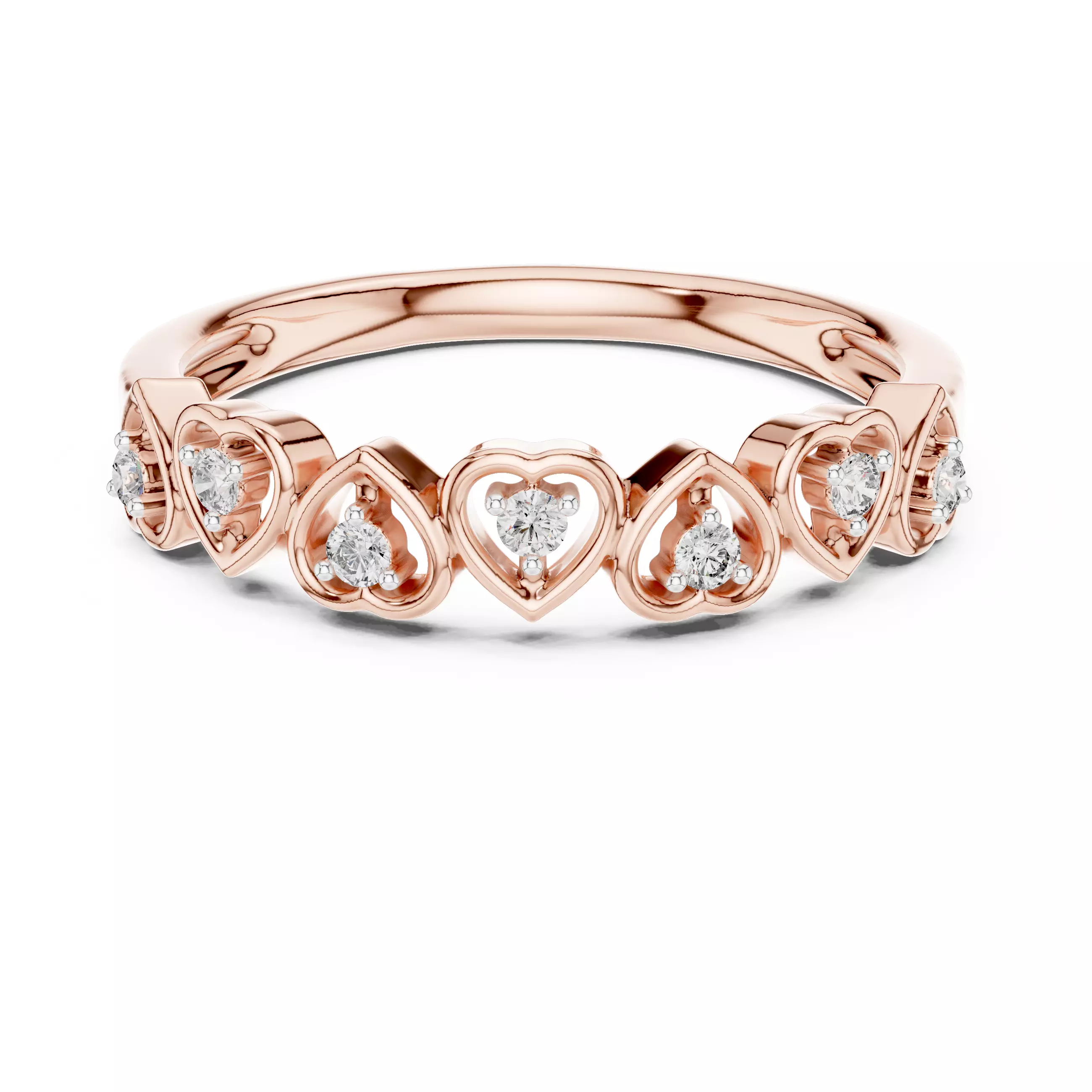 Round Cut Diamond Heart Shape Wedding Band 3DM STL Video 3D print model_0