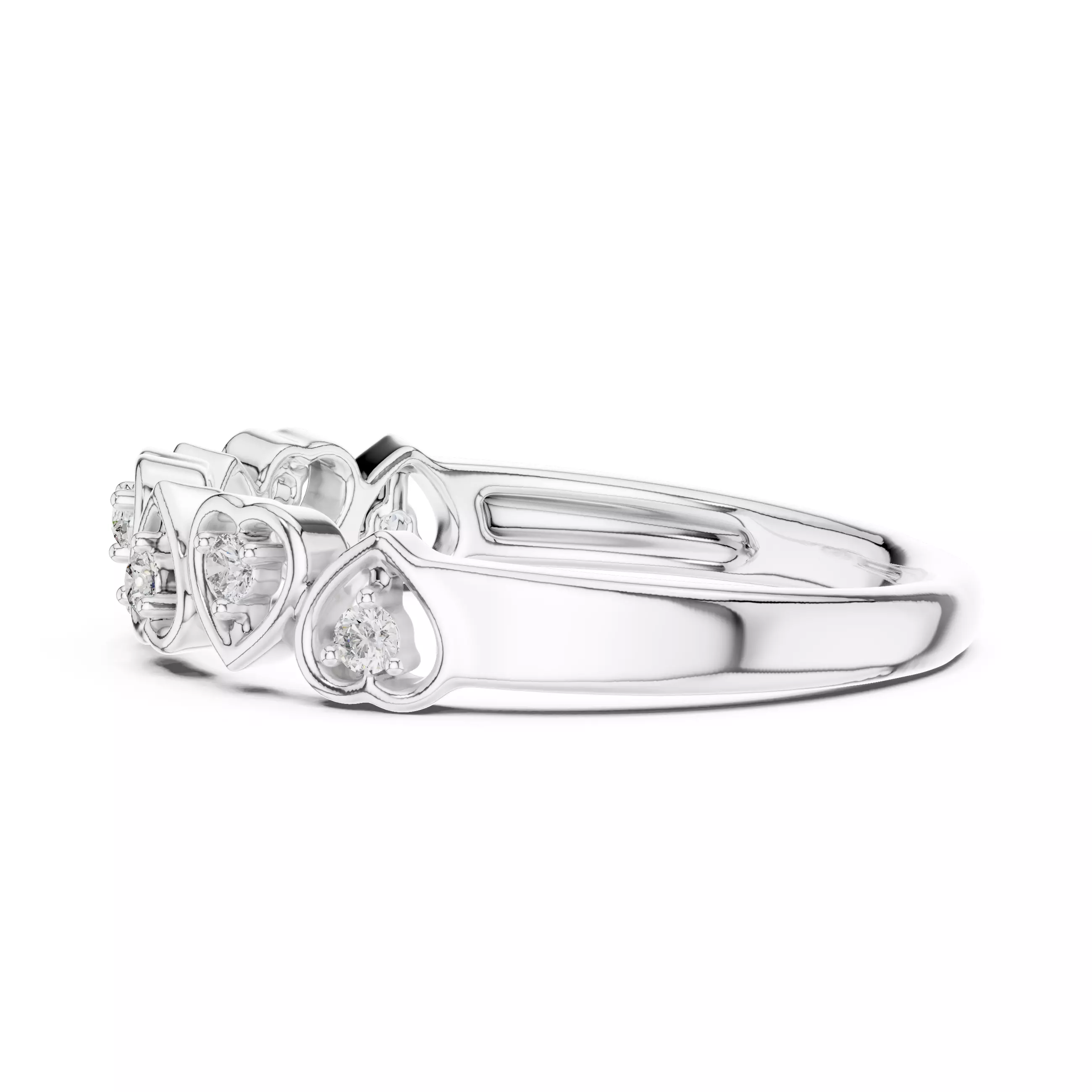Round Cut Diamond Heart Shape Wedding Band 3DM STL Video 3D print model_11
