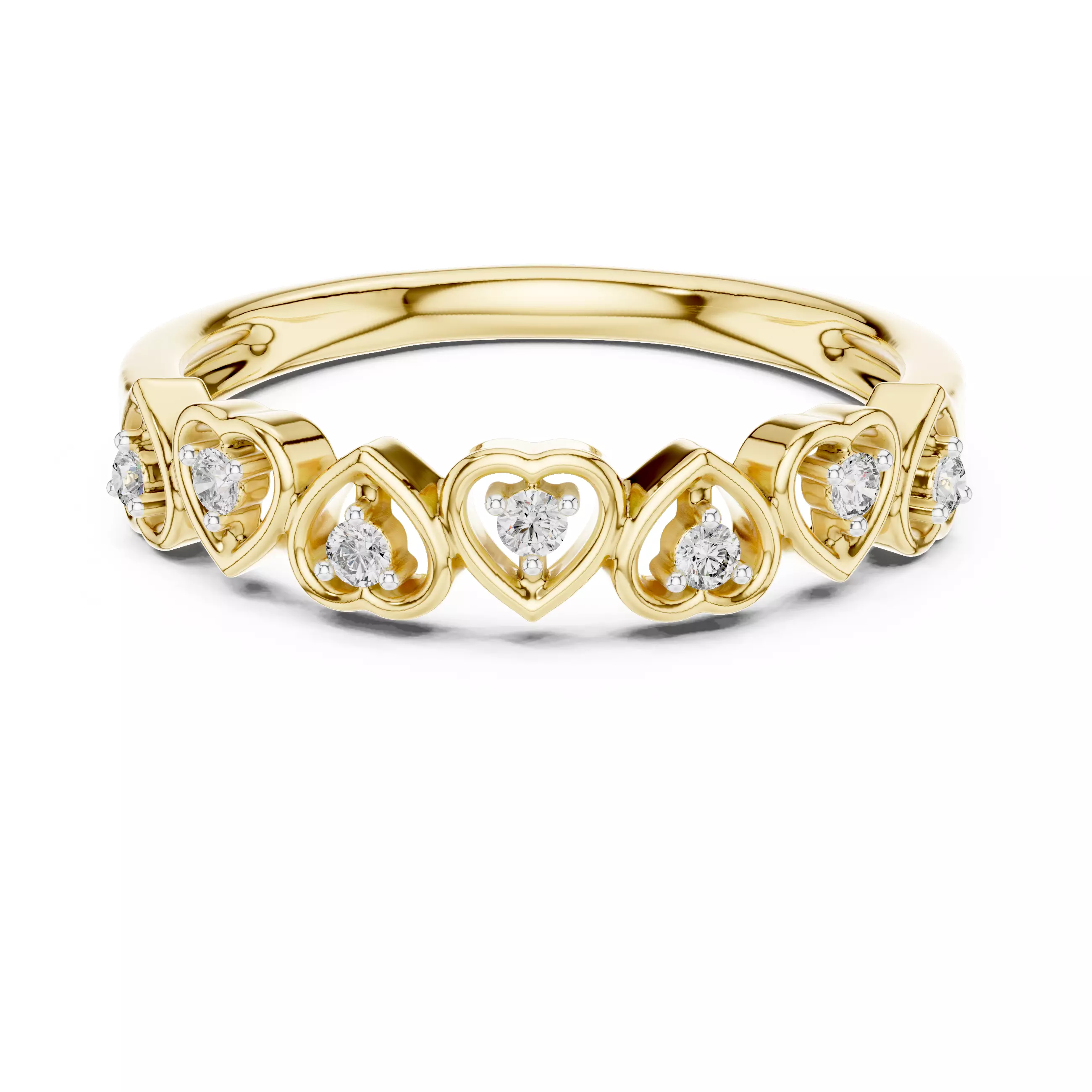 Round Cut Diamond Heart Shape Wedding Band 3DM STL Video 3D print model_1