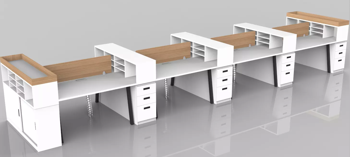 workstation 1400x1600x750mm 8 user and 6user  Low-poly 3D model_1