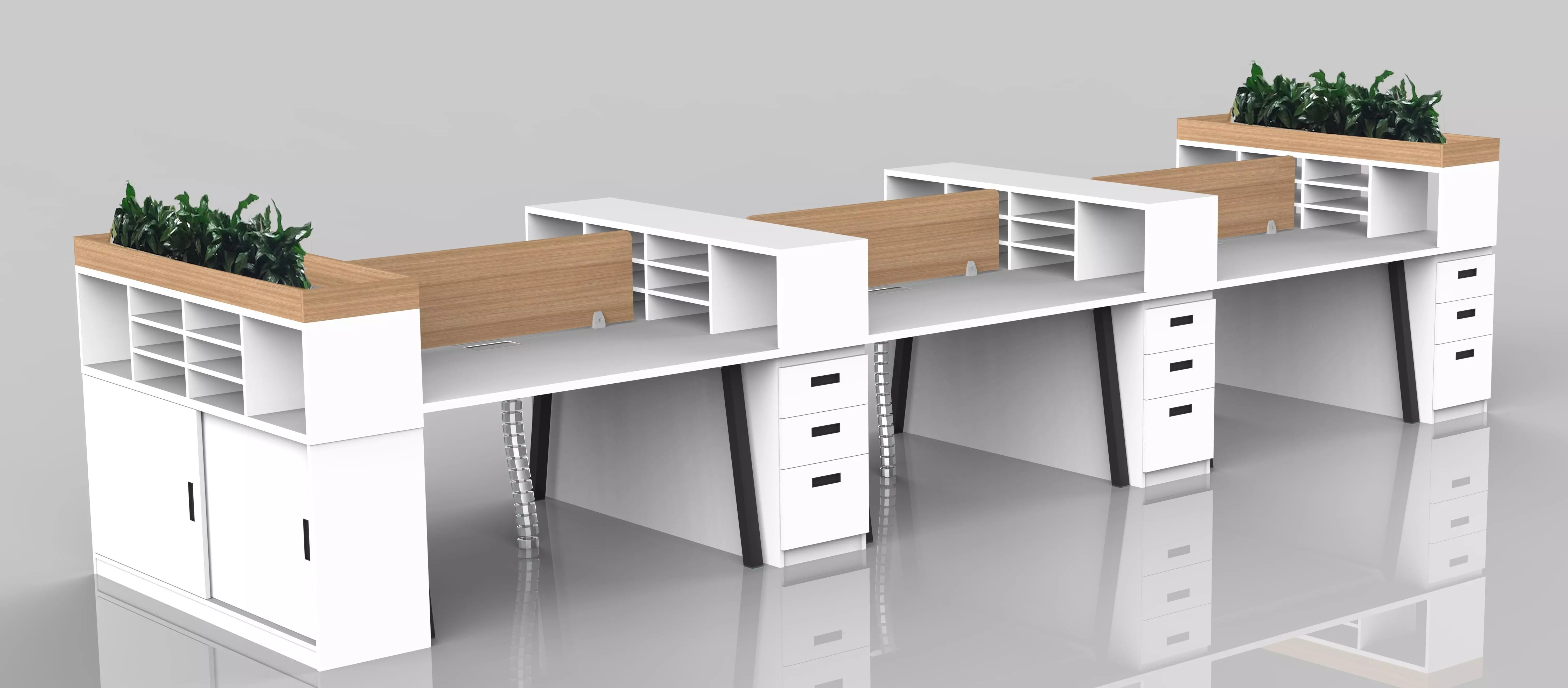 workstation 1400x1600x750mm 8 user and 6user  Low-poly 3D model_3