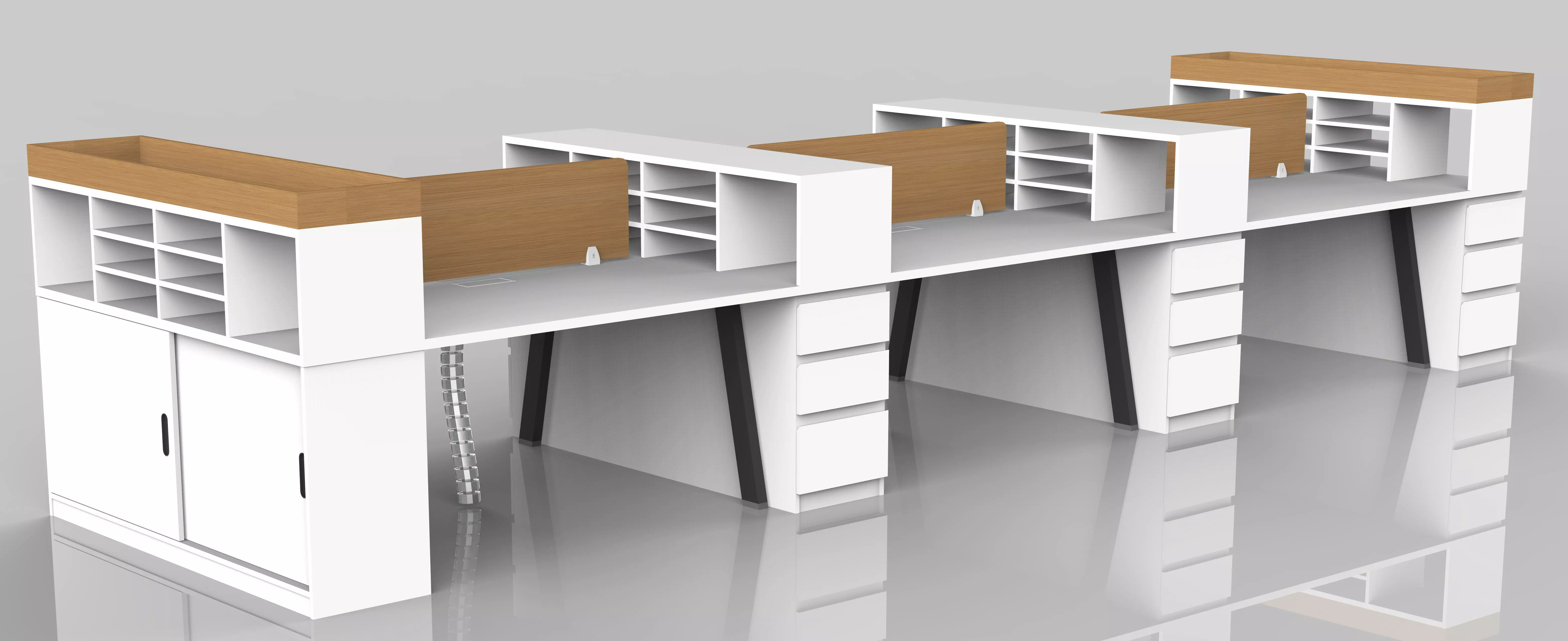 workstation 1400x1600x750mm 8 user and 6user  Low-poly 3D model_2
