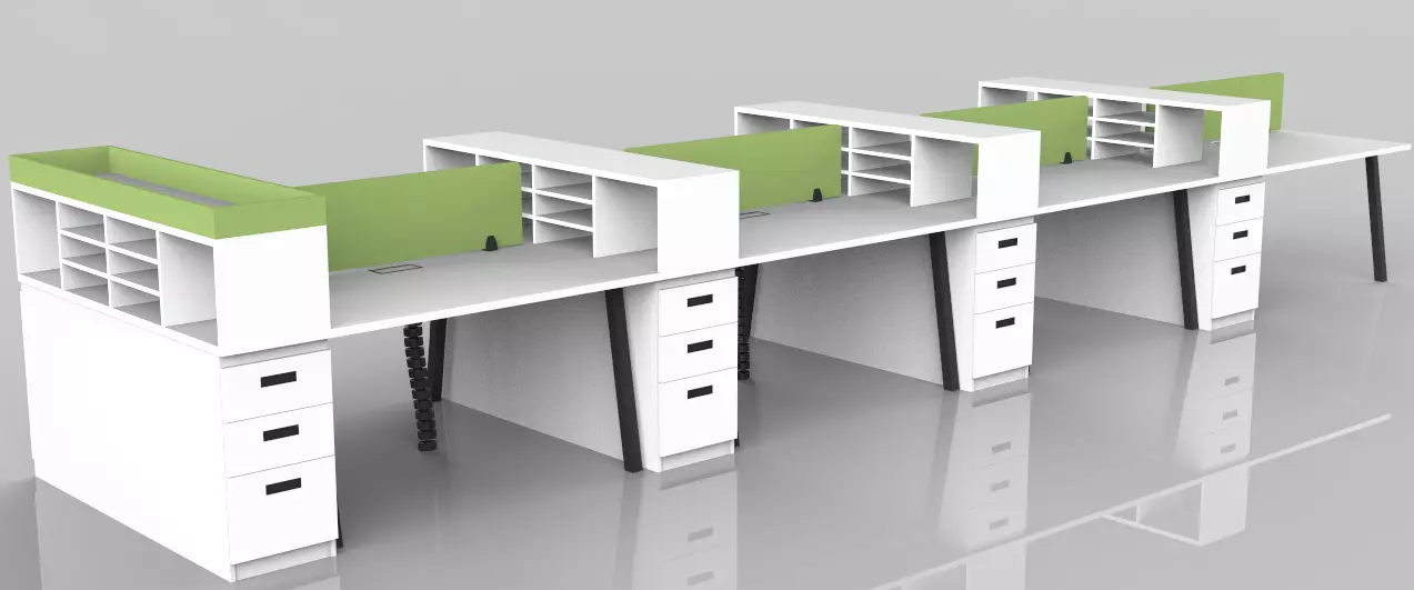 workstation 1400x1600x750mm 8 user and 6user  Low-poly 3D model_0