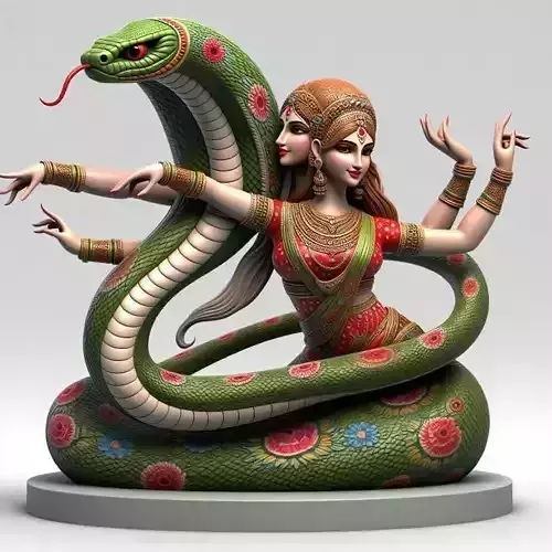 1987Indian Serpent Woman Dancer on Pedestal