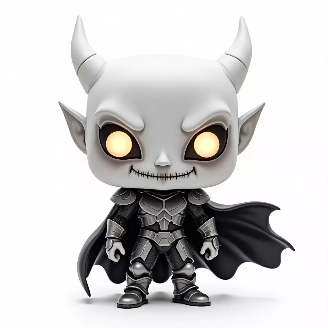 Chibi White Demon Knight with Glowing Eyes 3D Model Low-poly 3D model_0