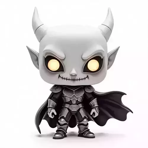 Chibi White Demon Knight with Glowing Eyes 3D Model Low-poly 3D model