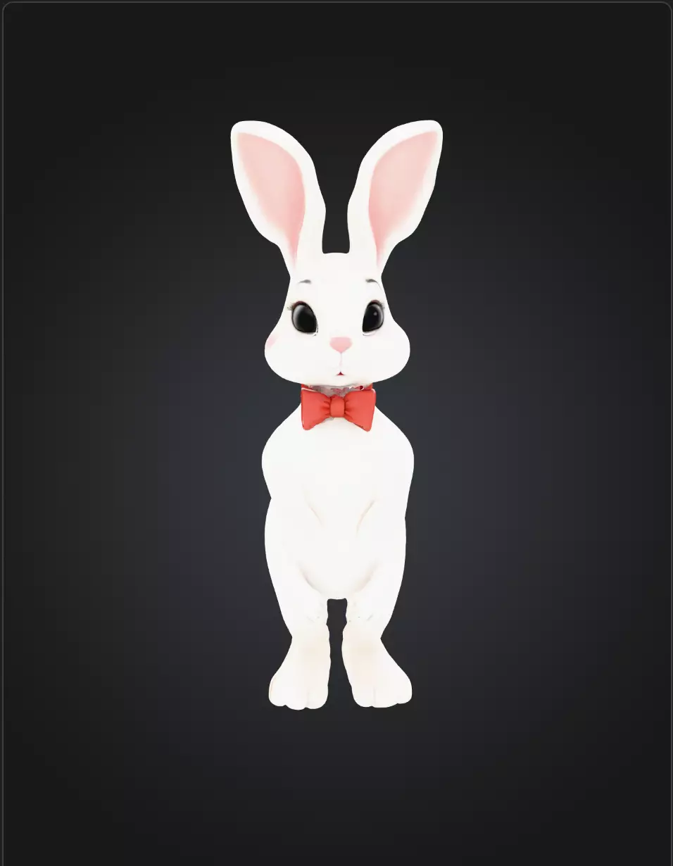 Cute Cartoon White Rabbit Character 3D model