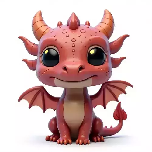 Cute Chibi Baby Dragon 3D Model