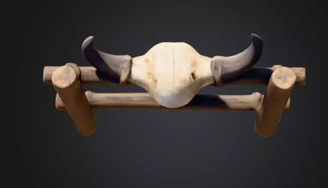 Wooden Fence with Bull Skull Head Low-poly 3D model_16