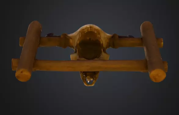 Wooden Fence with Bull Skull Head Low-poly 3D model_11