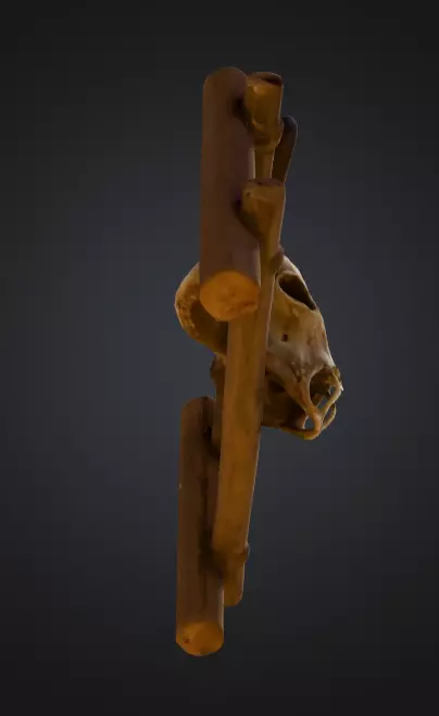 Wooden Fence with Bull Skull Head Low-poly 3D model_10