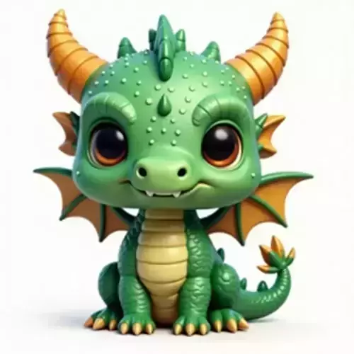 Cute Chibi Green Baby Dragon 3D Model