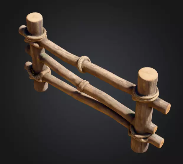 Rustic Boundaries Wood Low-poly 3D model_13