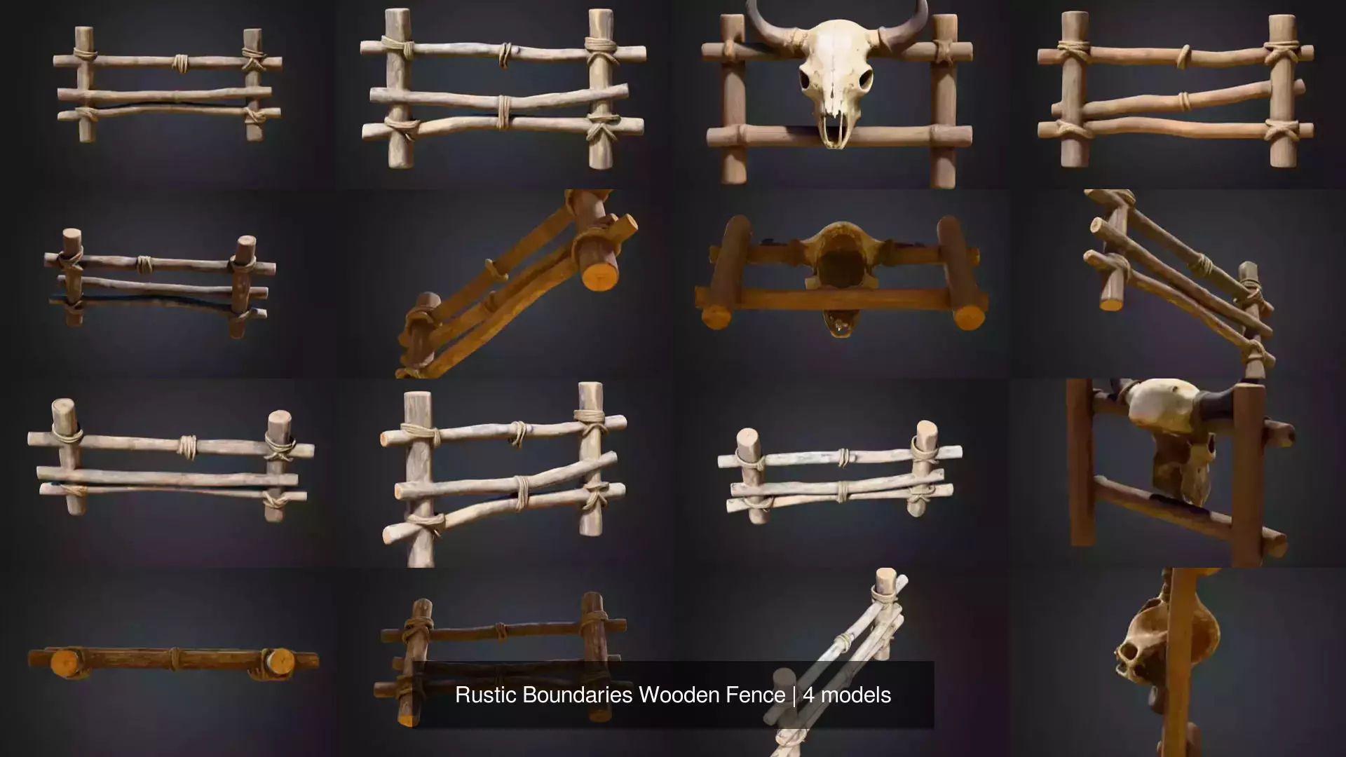 Rustic Boundaries Wooden Fence 3D Model Collection_0